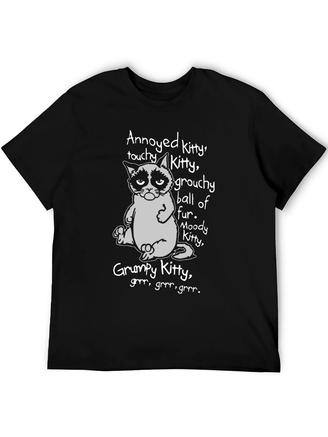 Grumpy Kitty Graphic T-Shirt - Annoyed Moody Grouchy Cat