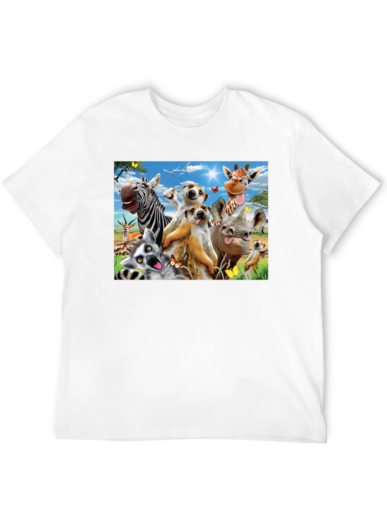 Funny Animals Selfie Black T-Shirt