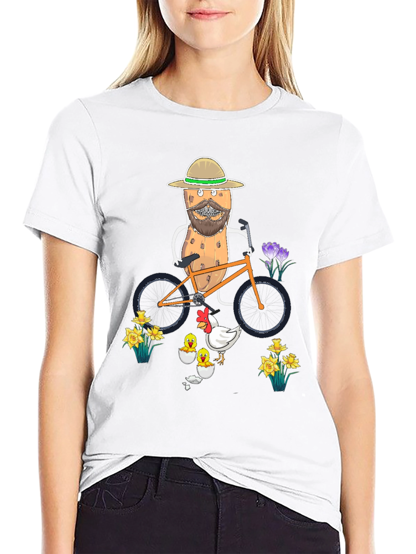 Novelty Potato & Chicken Graphic T-Shirt