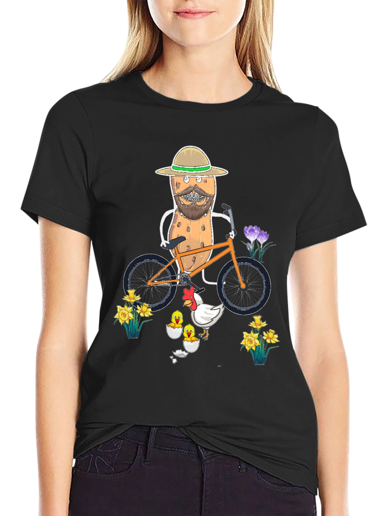 Novelty Potato & Chicken Graphic T-Shirt