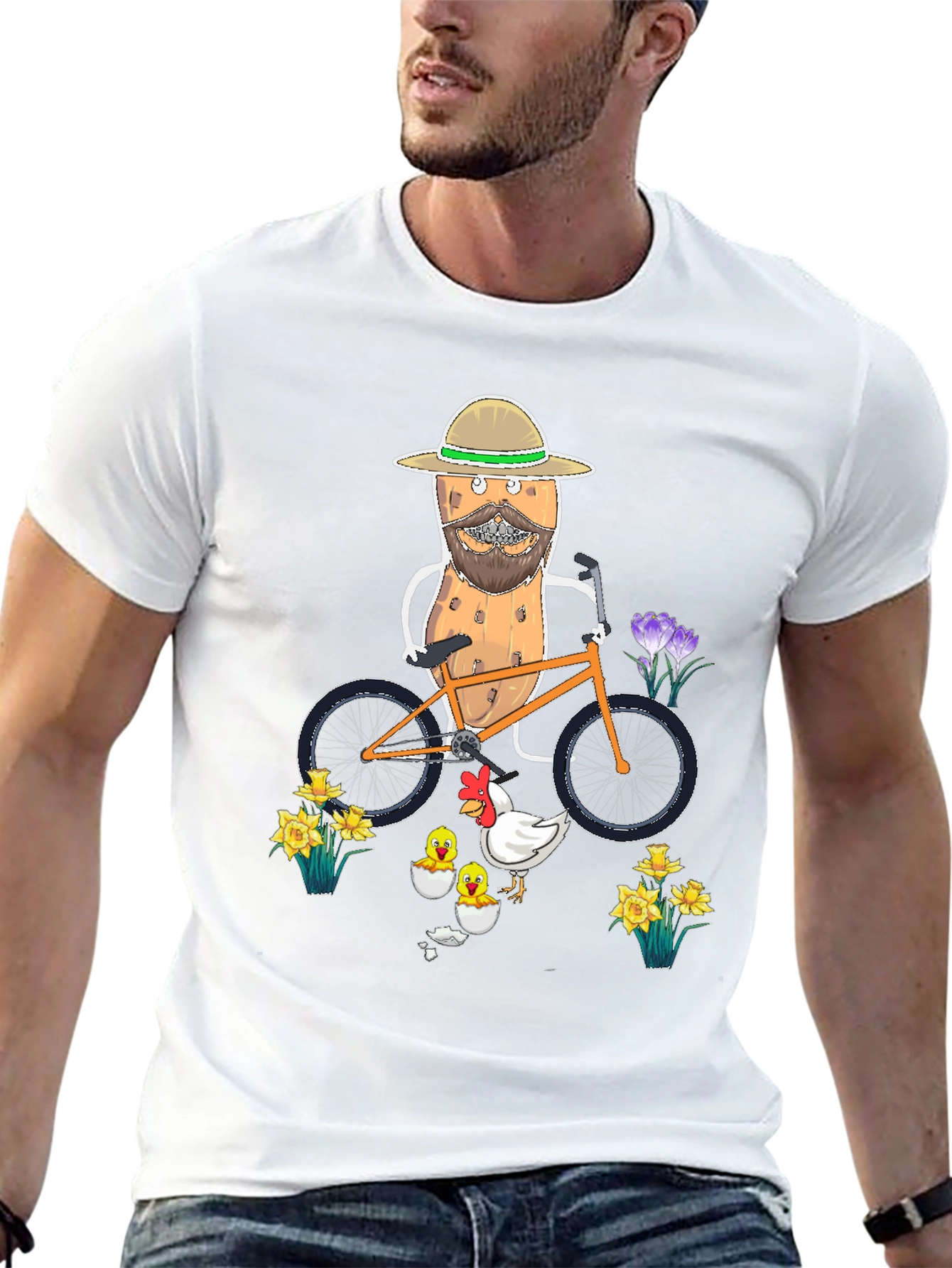 Novelty Potato & Chicken Graphic T-Shirt