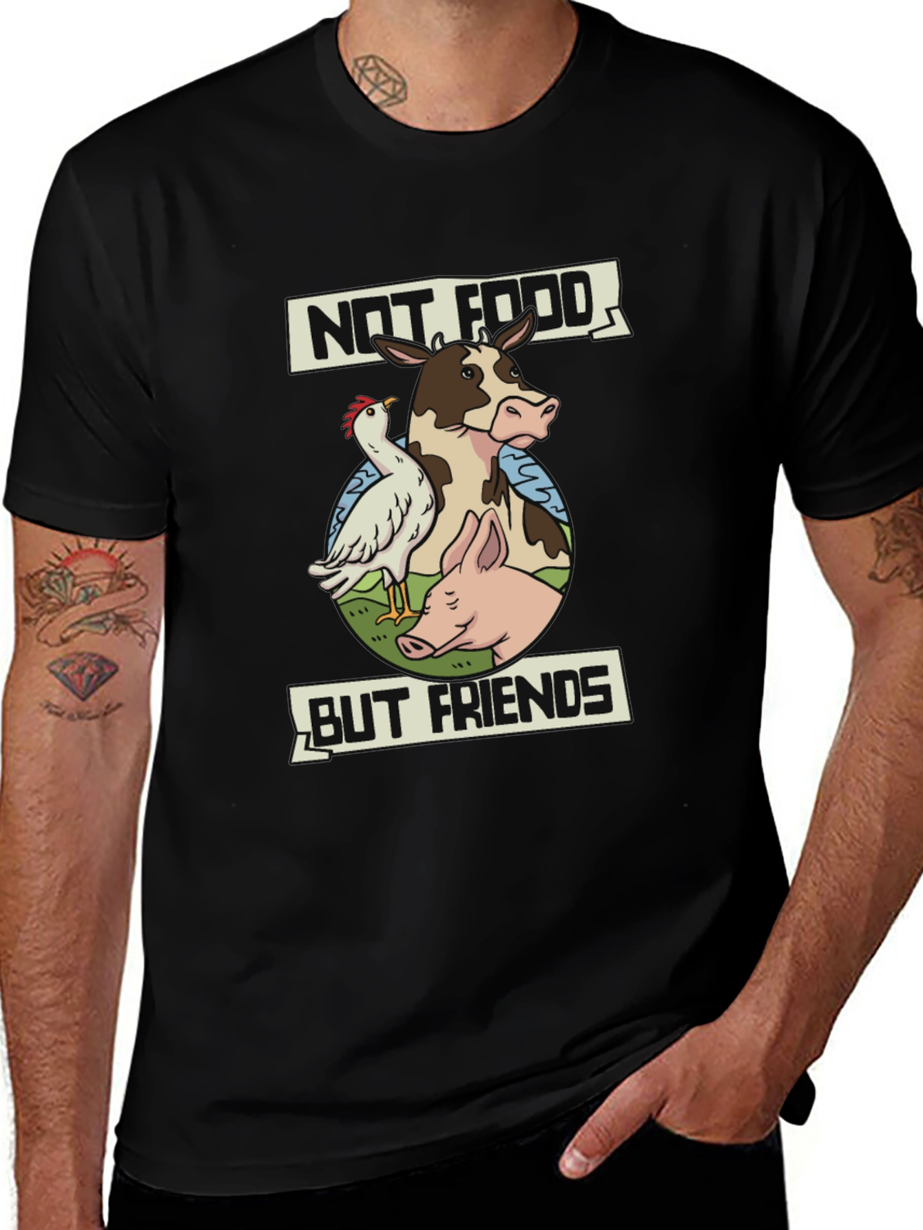 Vegan T-Shirt: Not Food But Friends