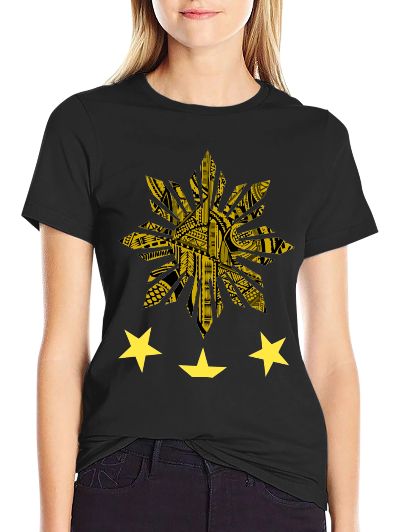 Philippine Sun & Stars Graphic Tee - Black