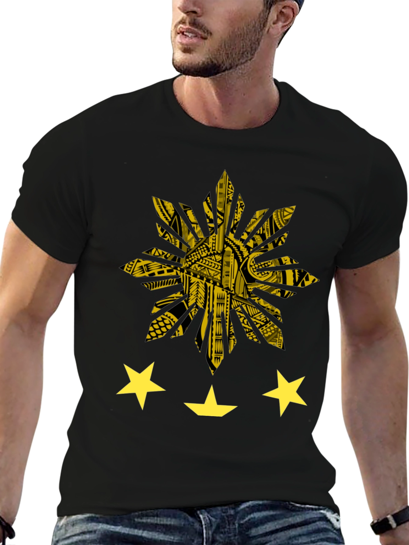 Philippine Sun & Stars Graphic Tee - Black