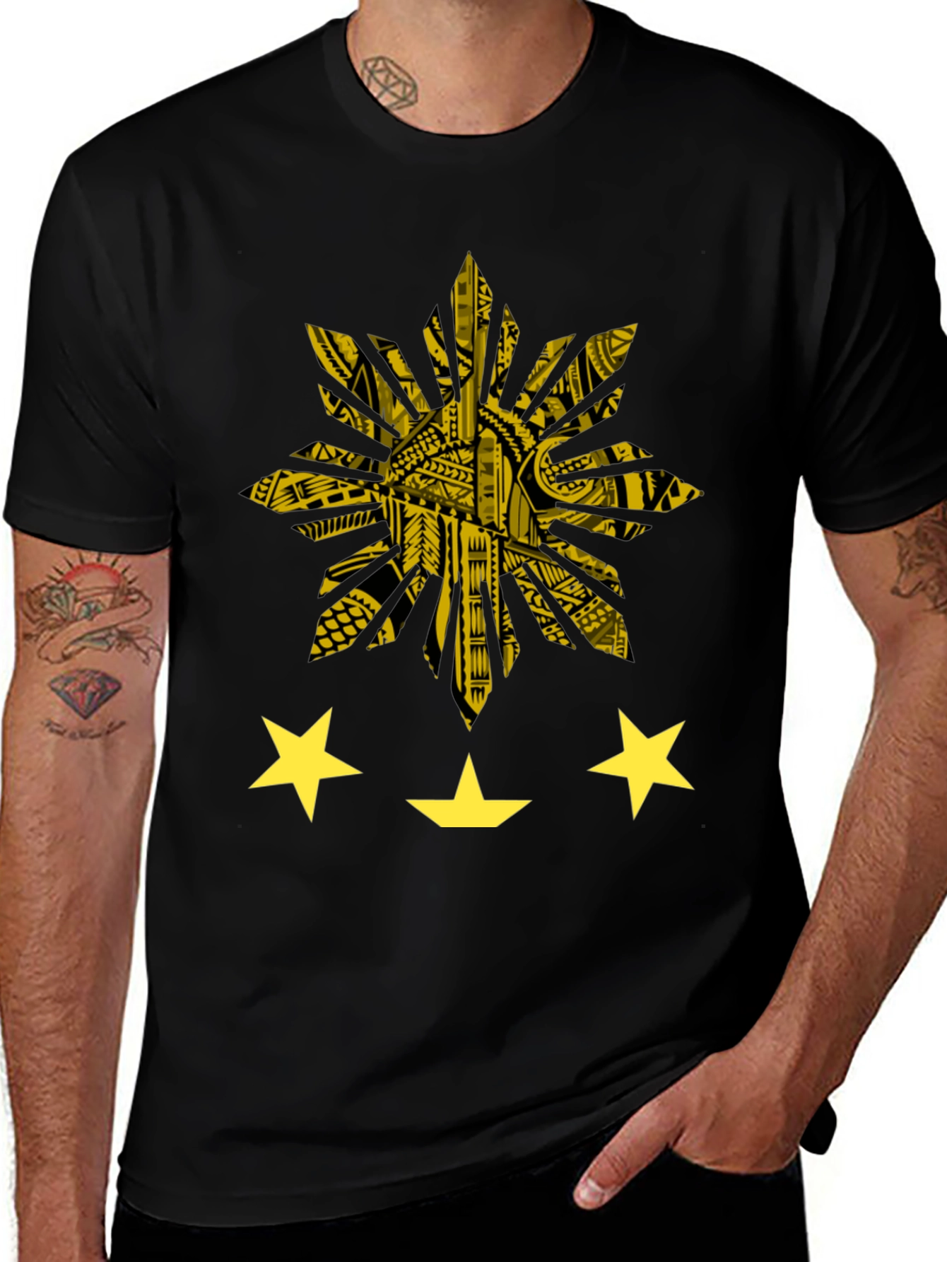 Philippine Sun & Stars Graphic Tee - Black