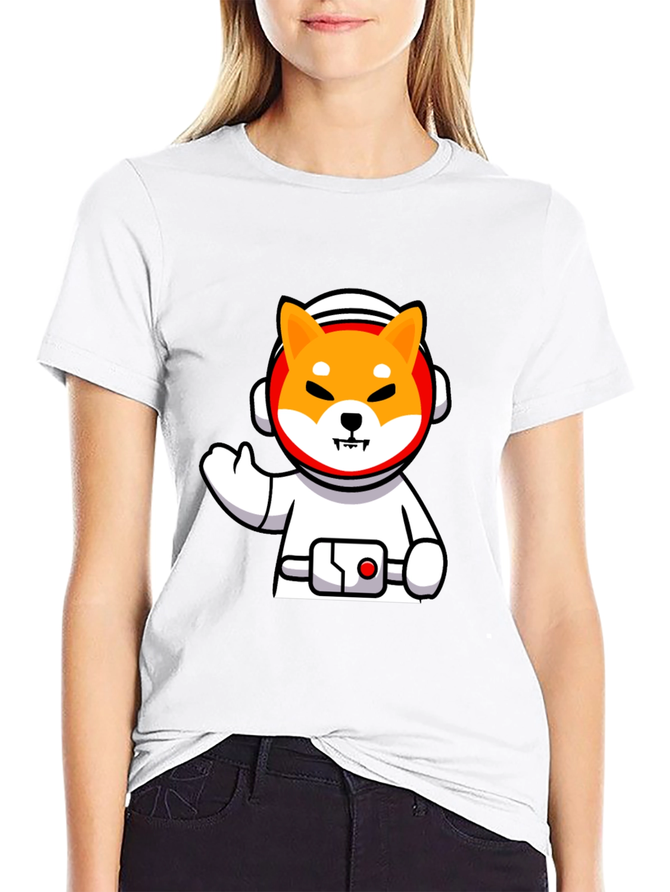Astronaut Shiba Inu Graphic Black T-Shirt