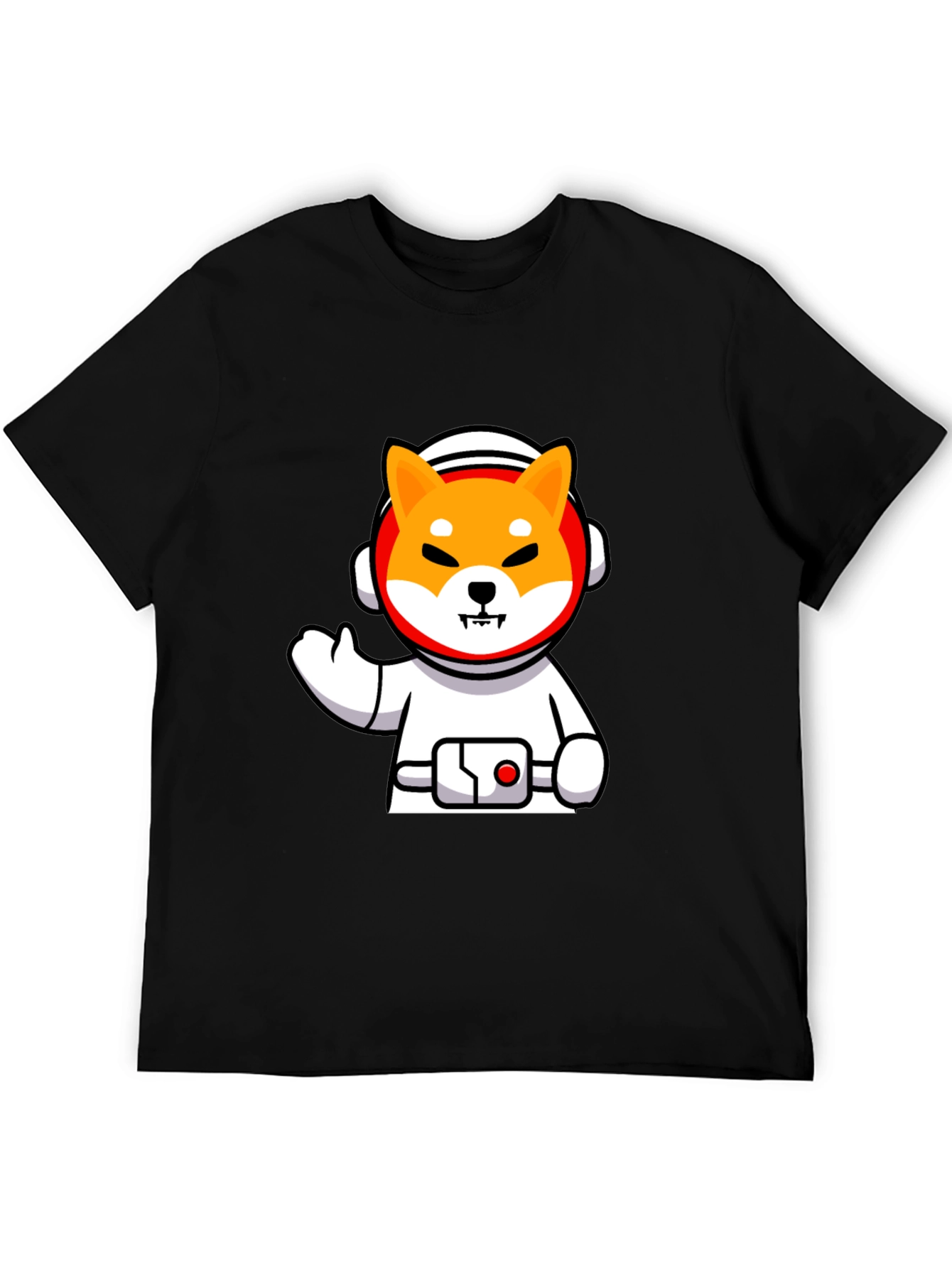 Astronaut Shiba Inu Graphic Black T-Shirt