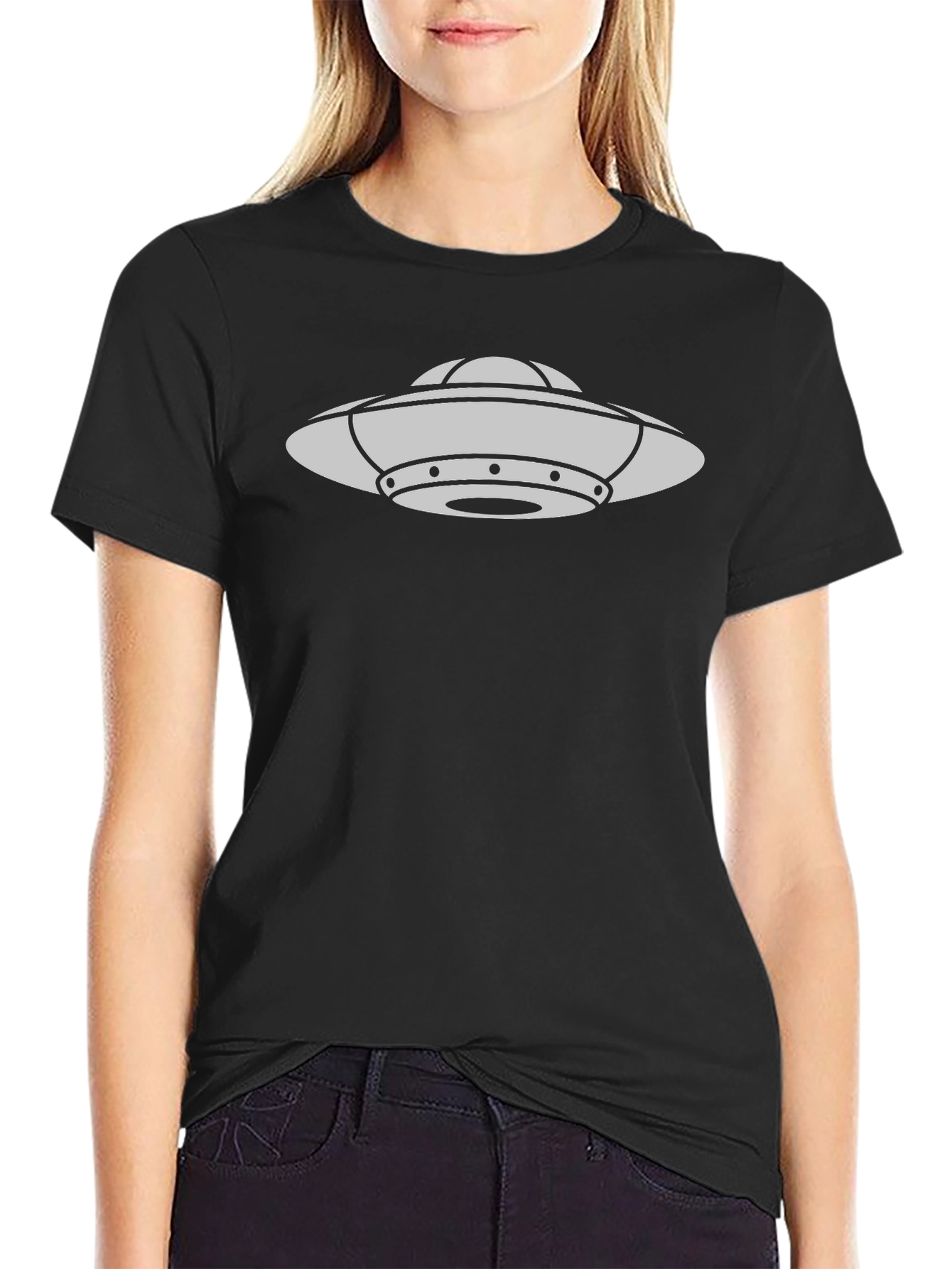 UFO Graphic Black T-Shirt - Extraterrestrial Style