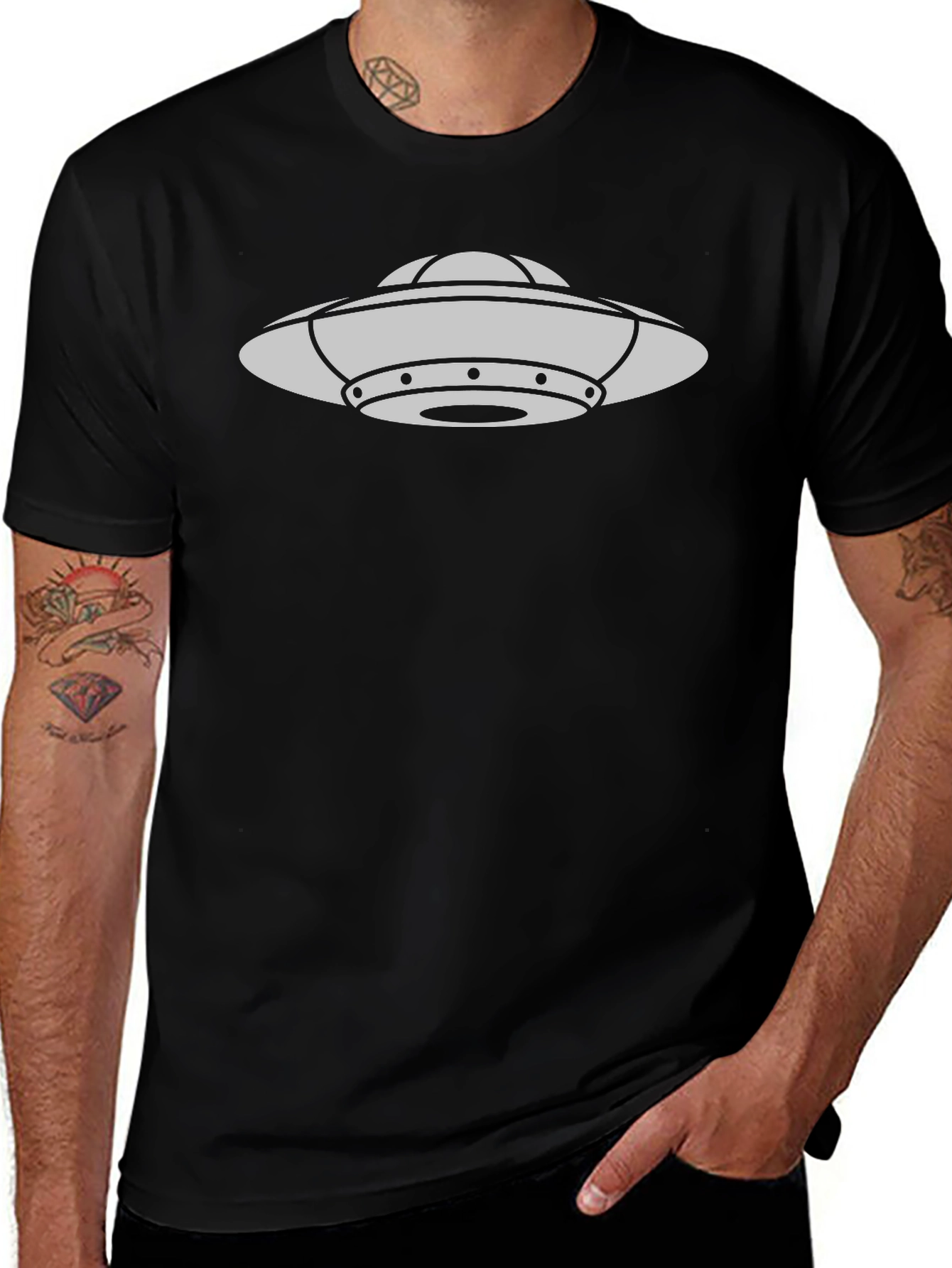 UFO Graphic Black T-Shirt - Extraterrestrial Style