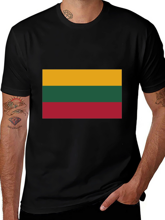 Lithuania Flag Graphic T-Shirt - Black