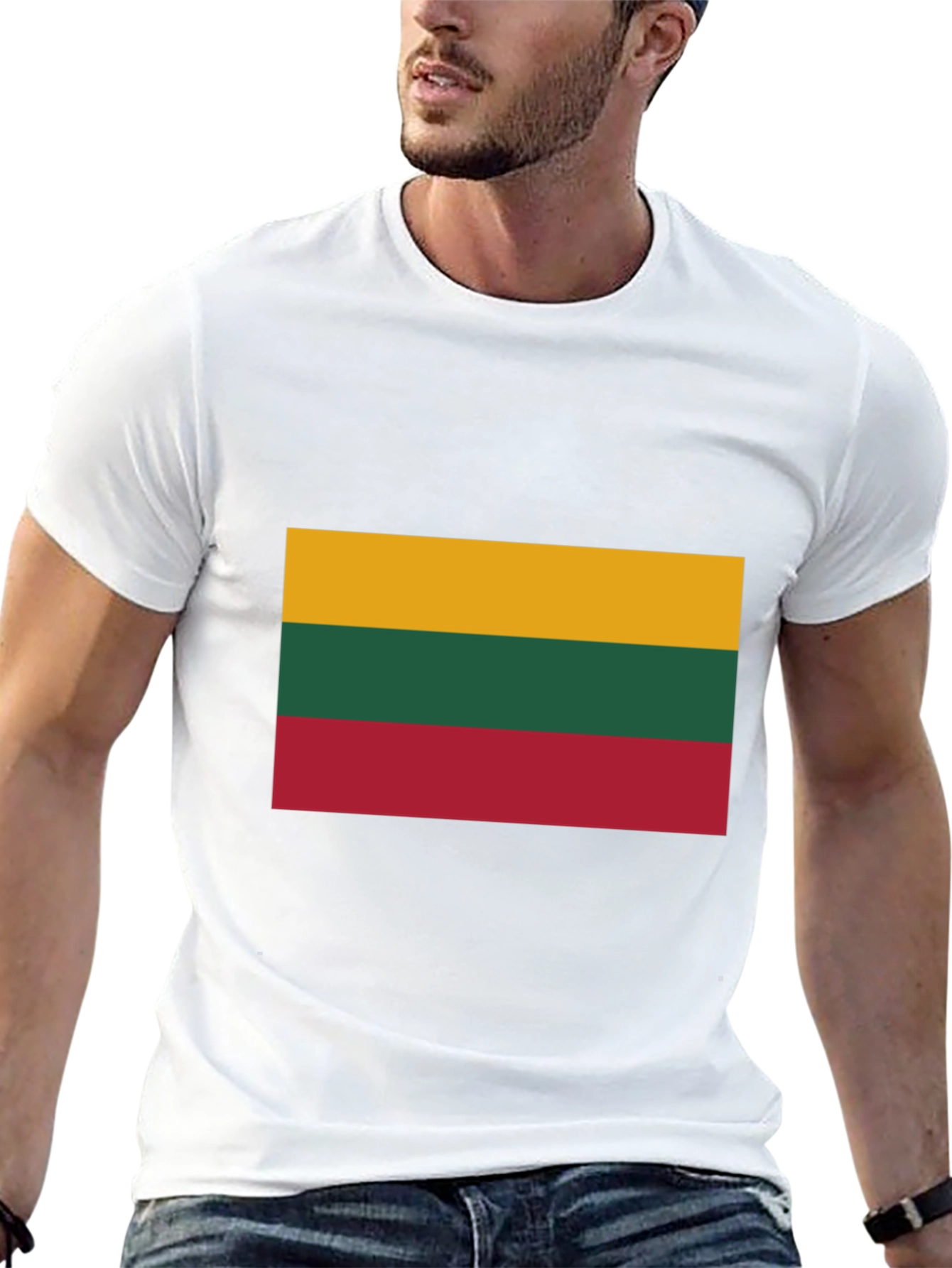 Lithuania Flag Graphic T-Shirt - Black