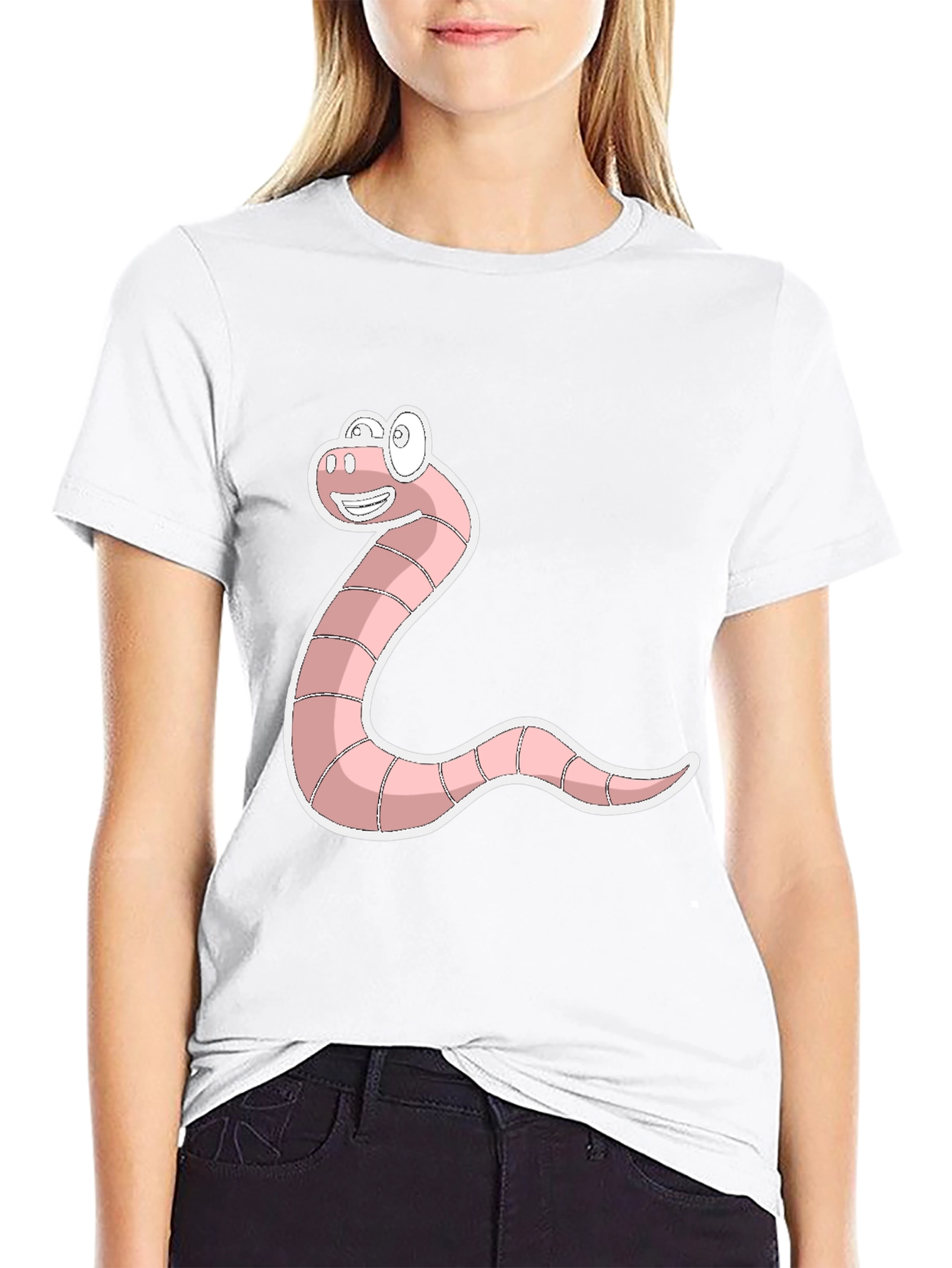 Funny Worm Graphic Tee - Black Cotton T-Shirt