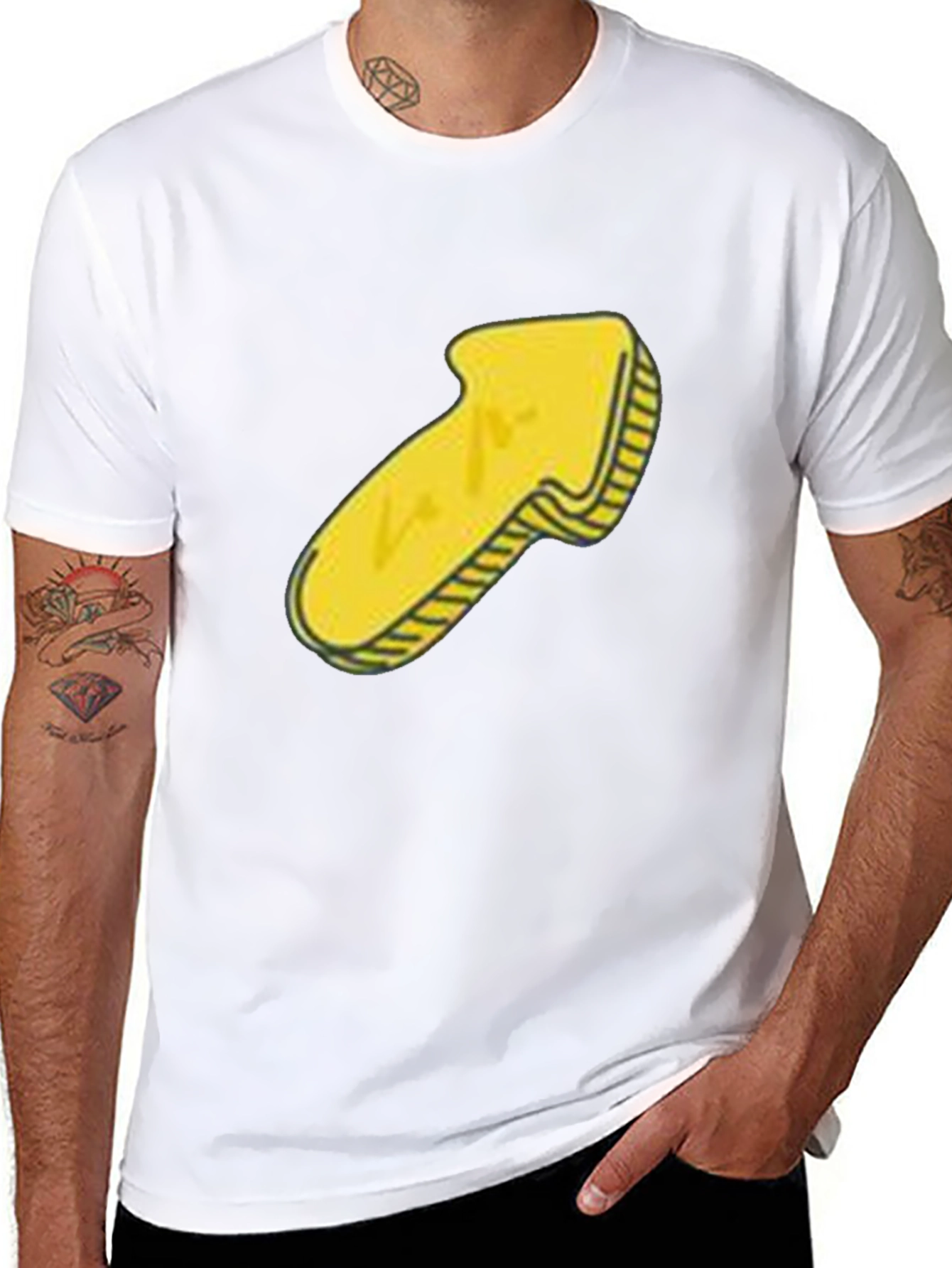 Mens Black T-Shirt with Yellow Arrow Graphic