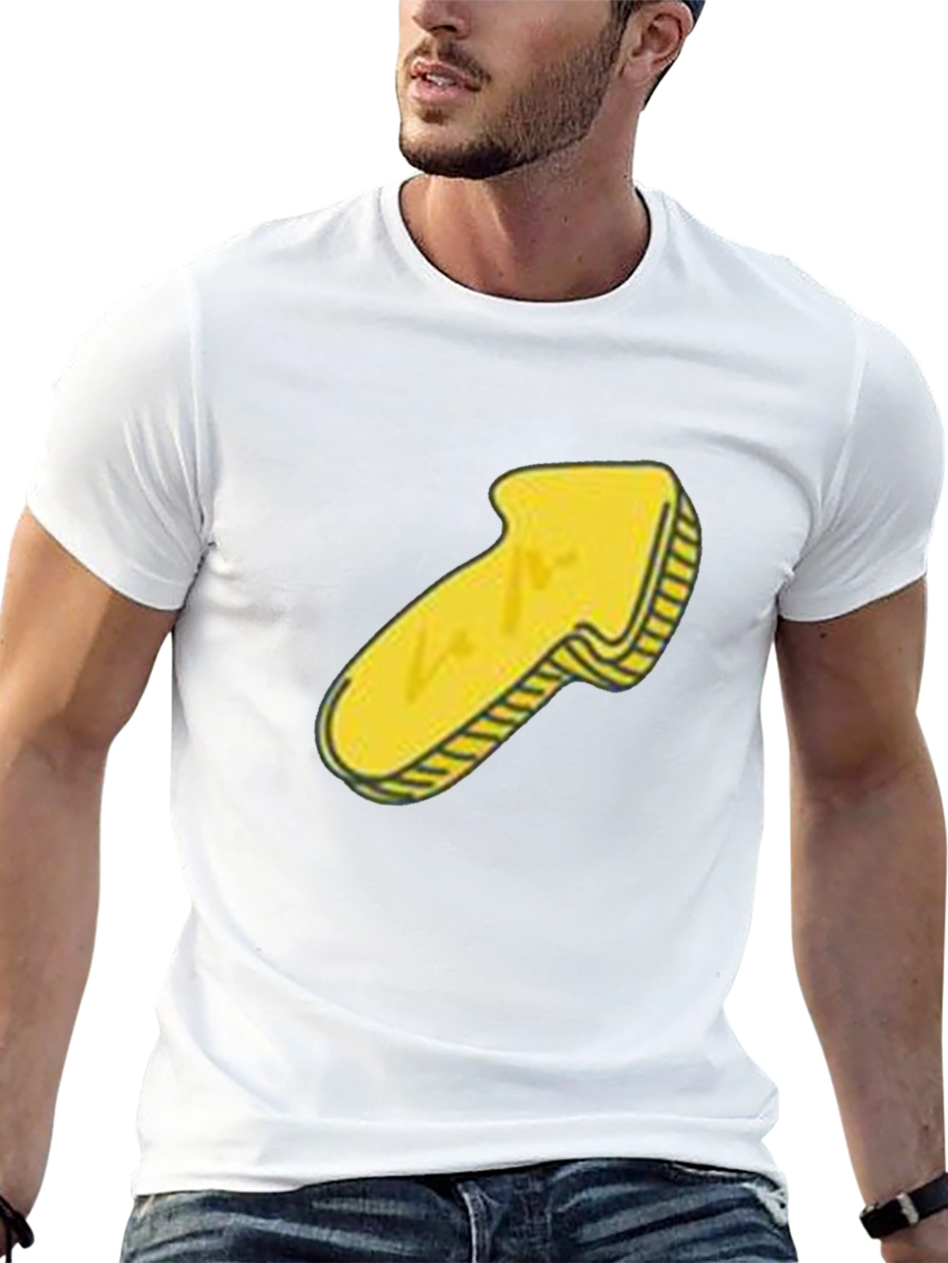 Mens Black T-Shirt with Yellow Arrow Graphic