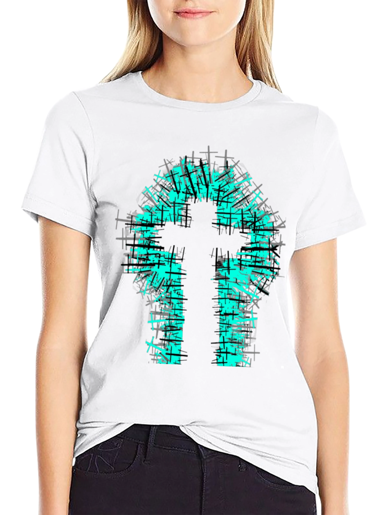 Cross Graphic Print Black T-Shirt
