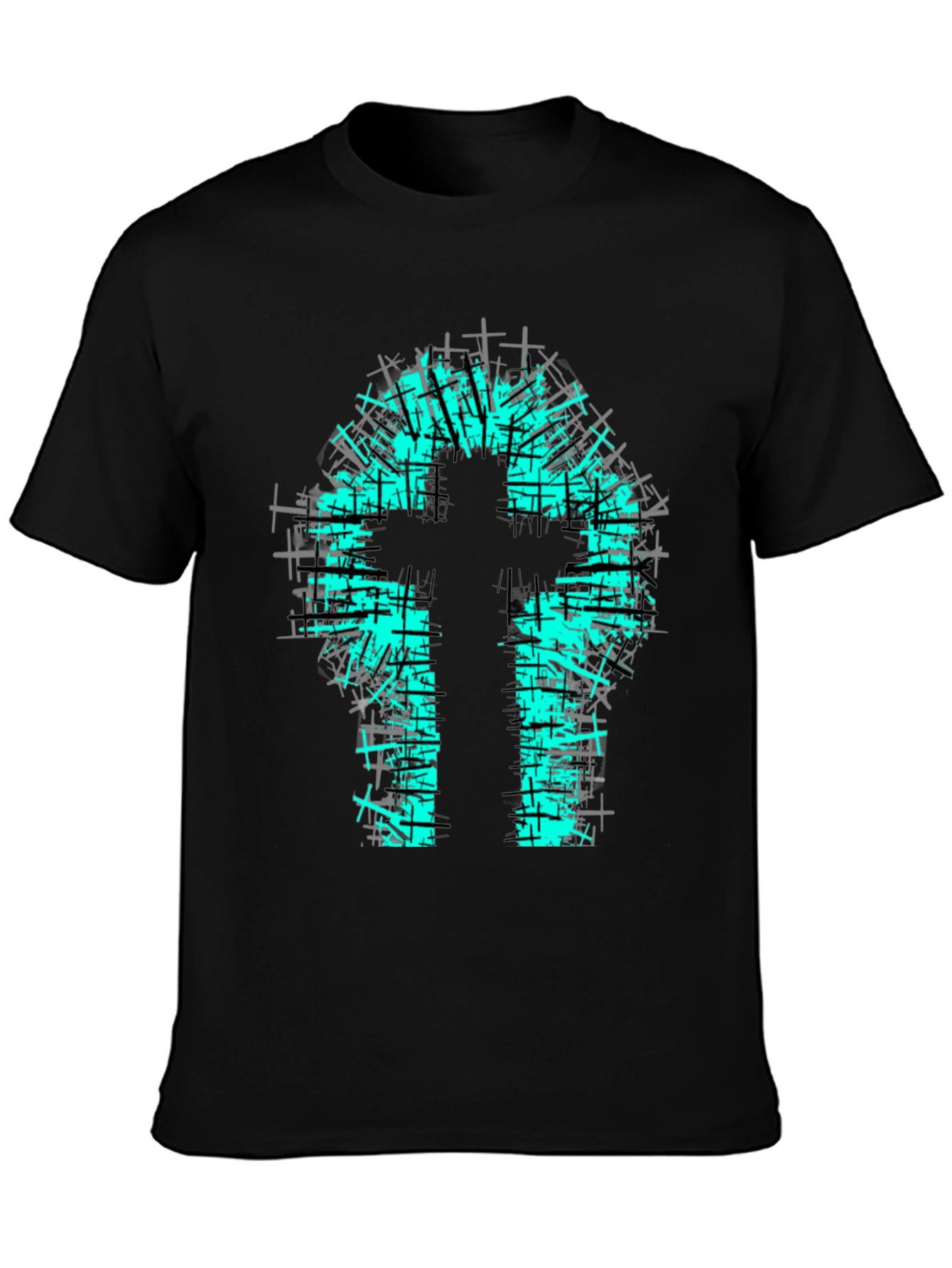 Cross Graphic Print Black T-Shirt