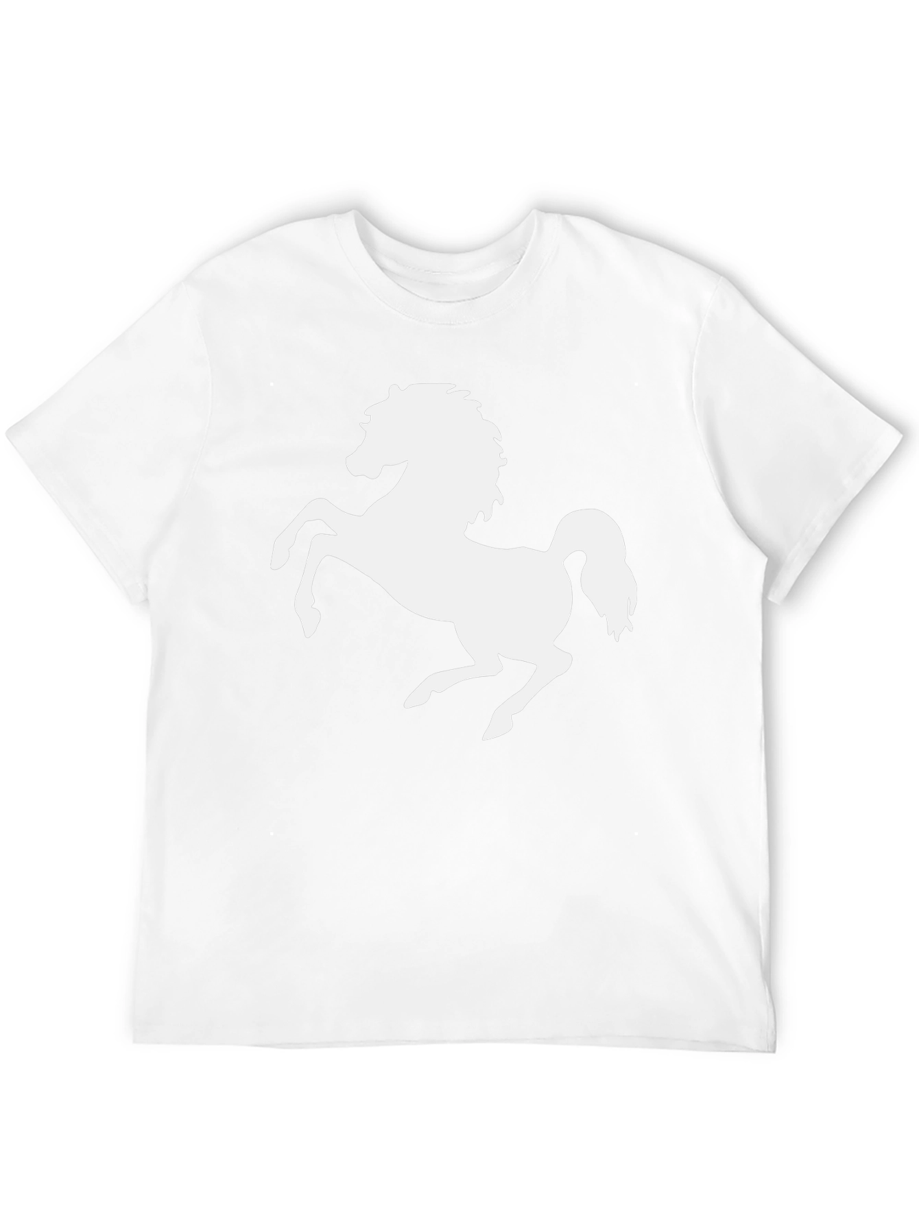 Black T-Shirt with White Horse Graphic