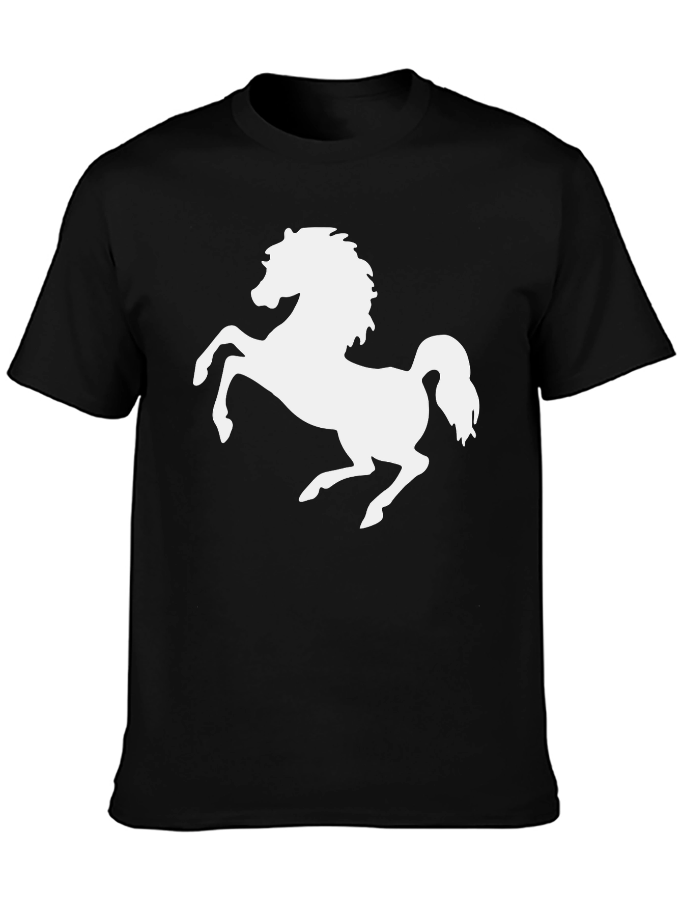 Black T-Shirt with White Horse Graphic