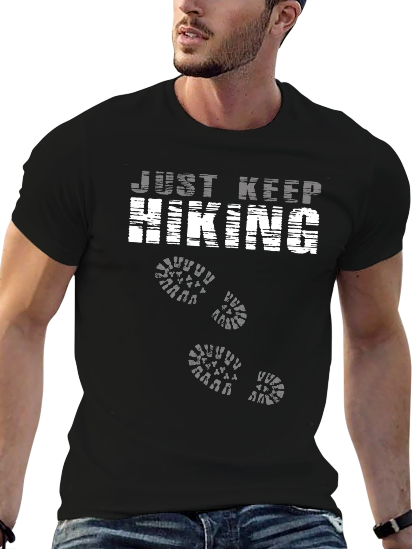 Just Keep Hiking Graphic Tee - Black