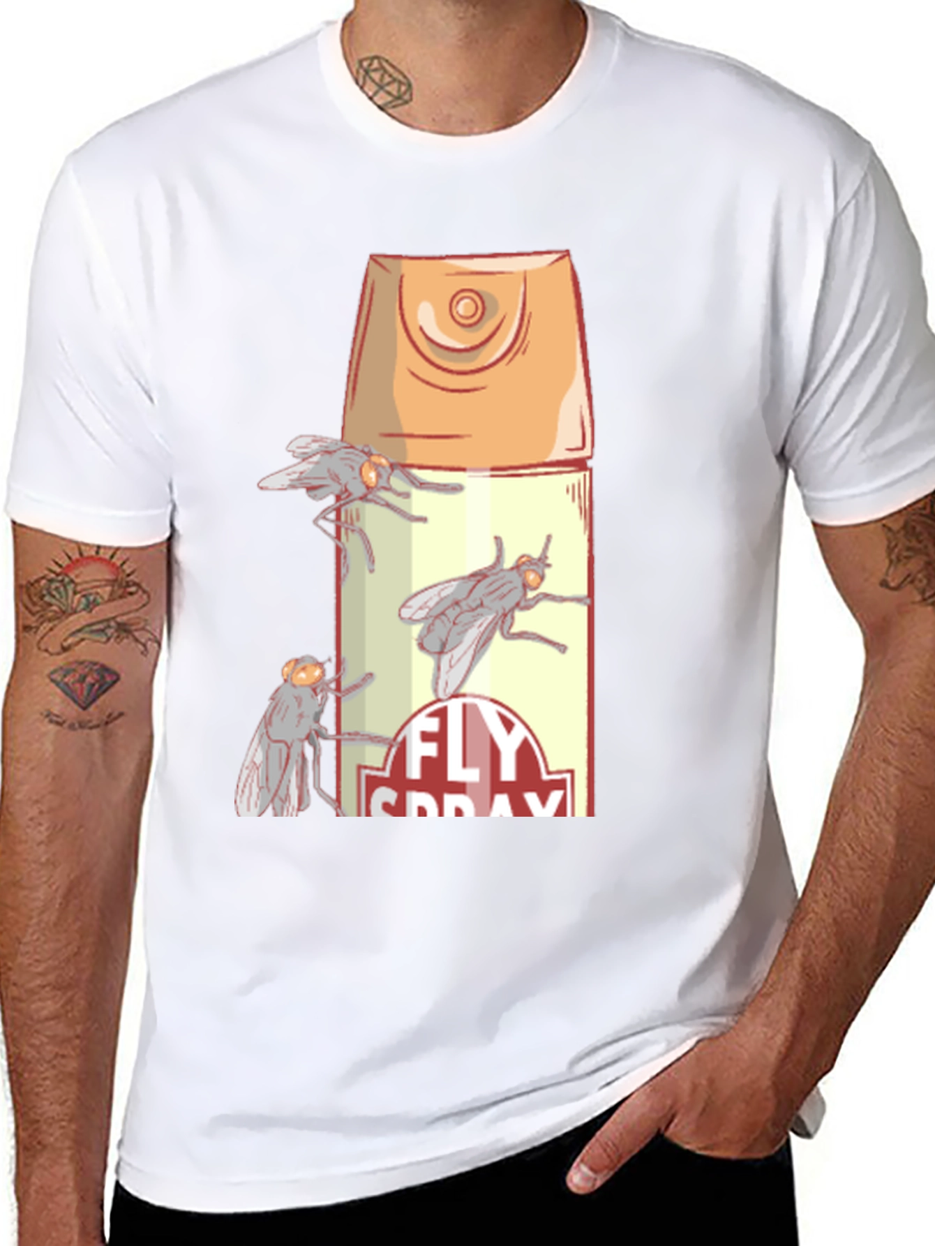 Fly Spray Graphic T-Shirt - Novelty Insect Design