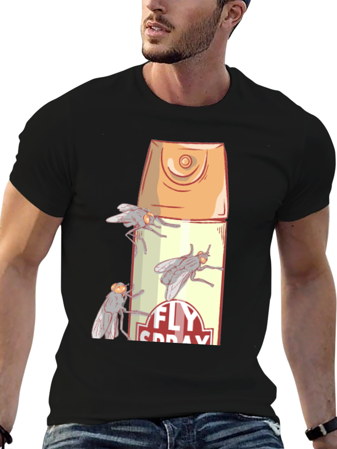 Fly Spray Graphic T-Shirt - Novelty Insect Design