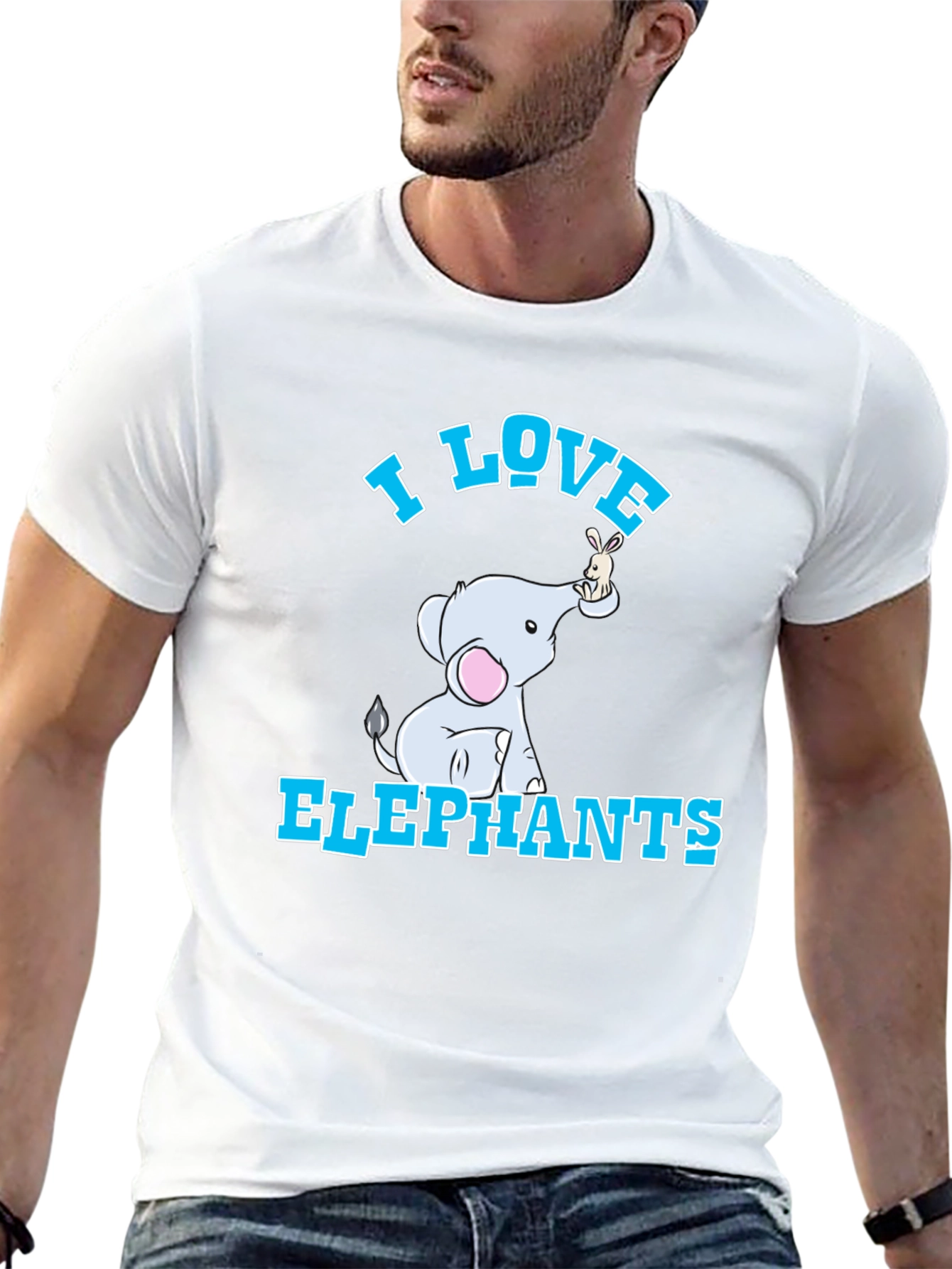 I Love Elephants T-Shirt - Cute Cartoon Design