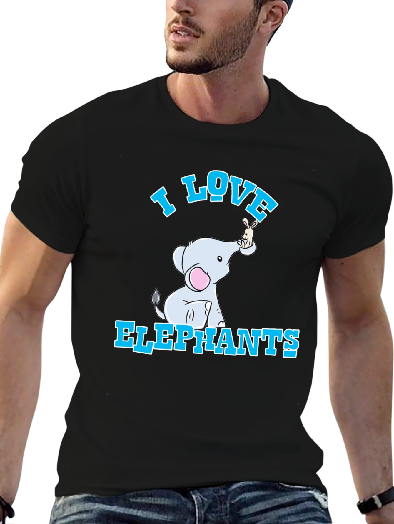 I Love Elephants T-Shirt - Cute Cartoon Design