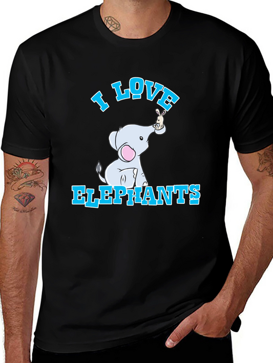 I Love Elephants T-Shirt - Cute Cartoon Design