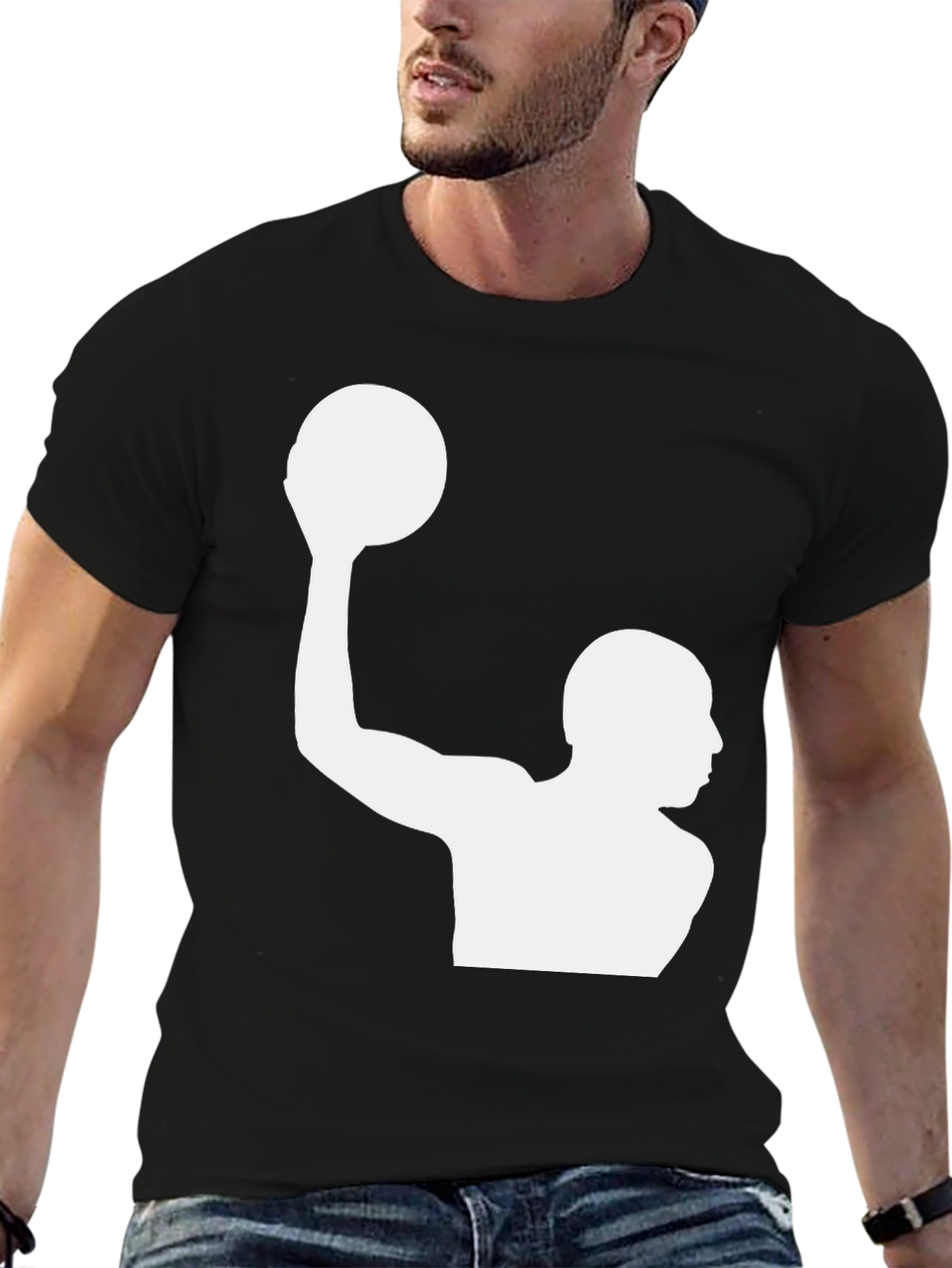 Water Polo Player Graphic T-Shirt - Black