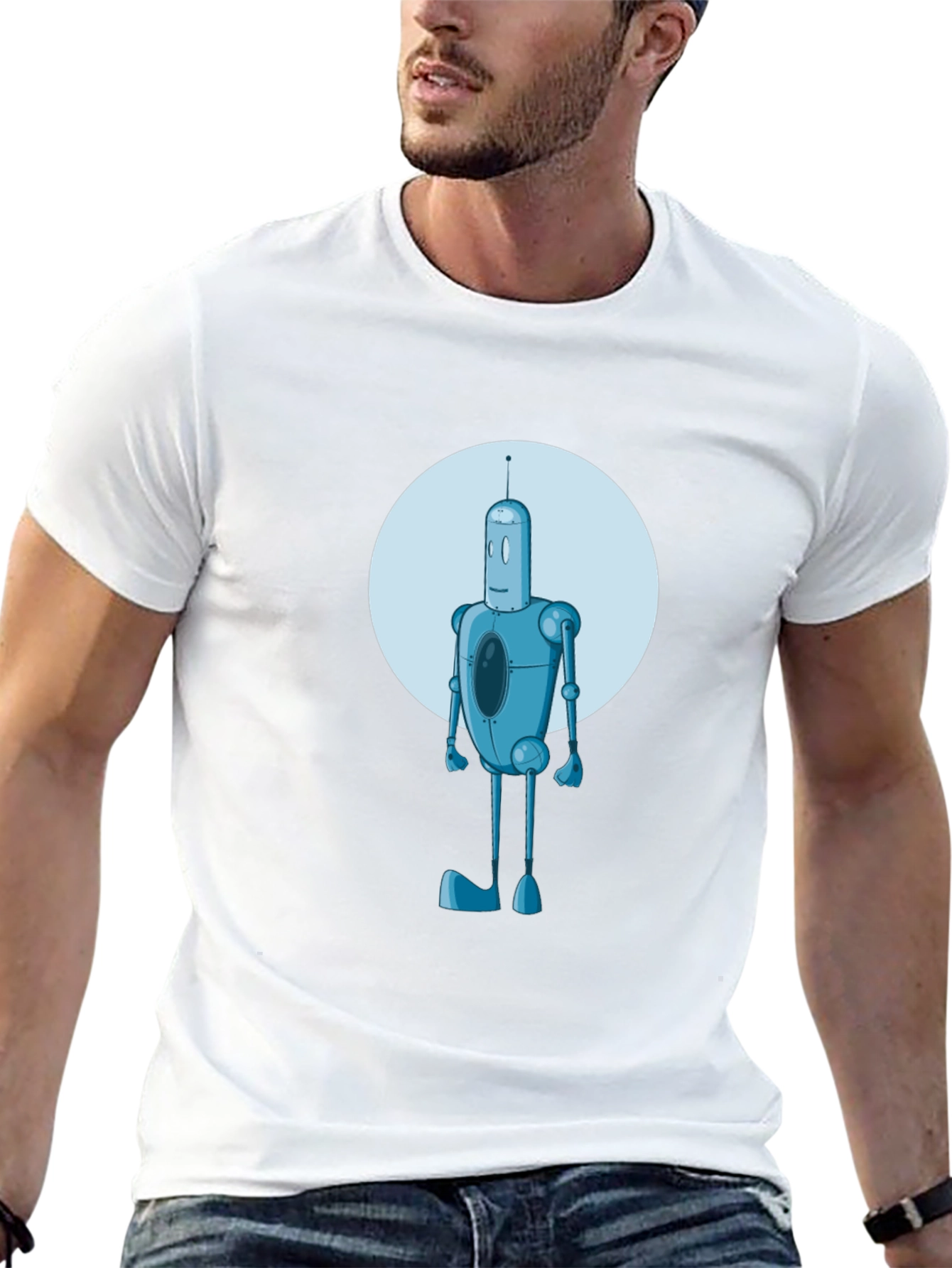Robot Graphic Print Black Tee