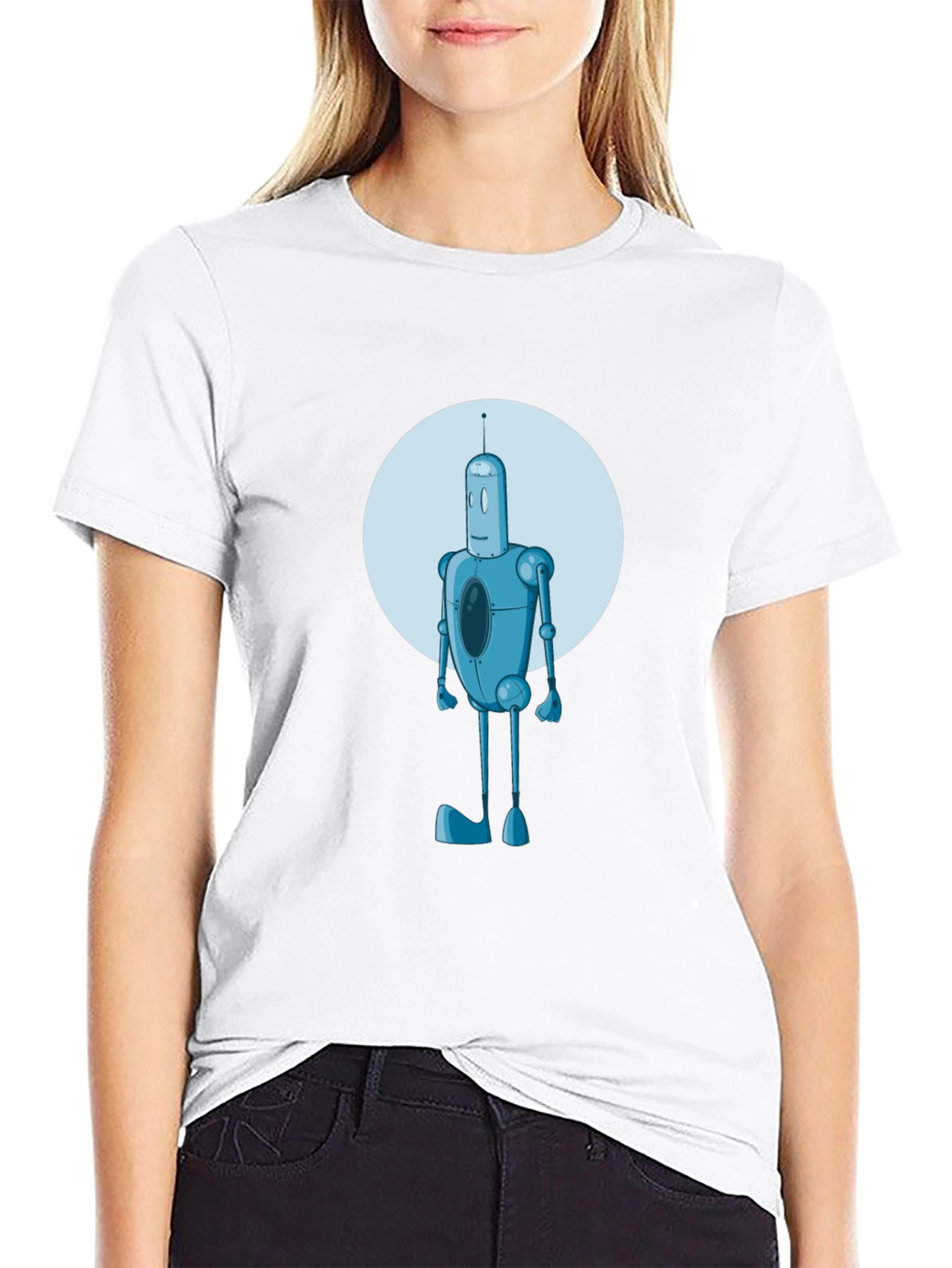 Robot Graphic Print Black Tee