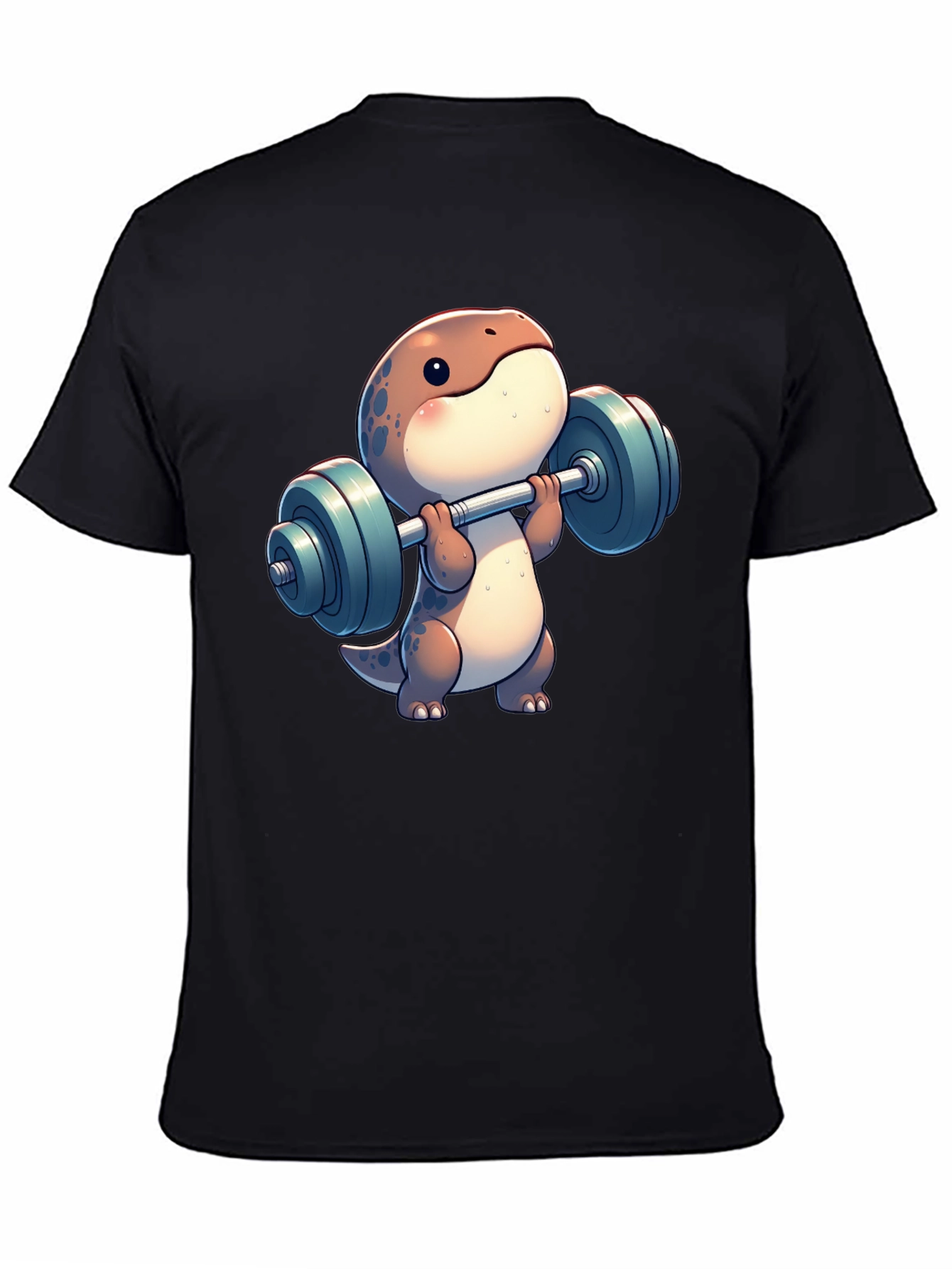 Dino Weightlifting T-Shirt - Cartoon Gym Reptile Tee