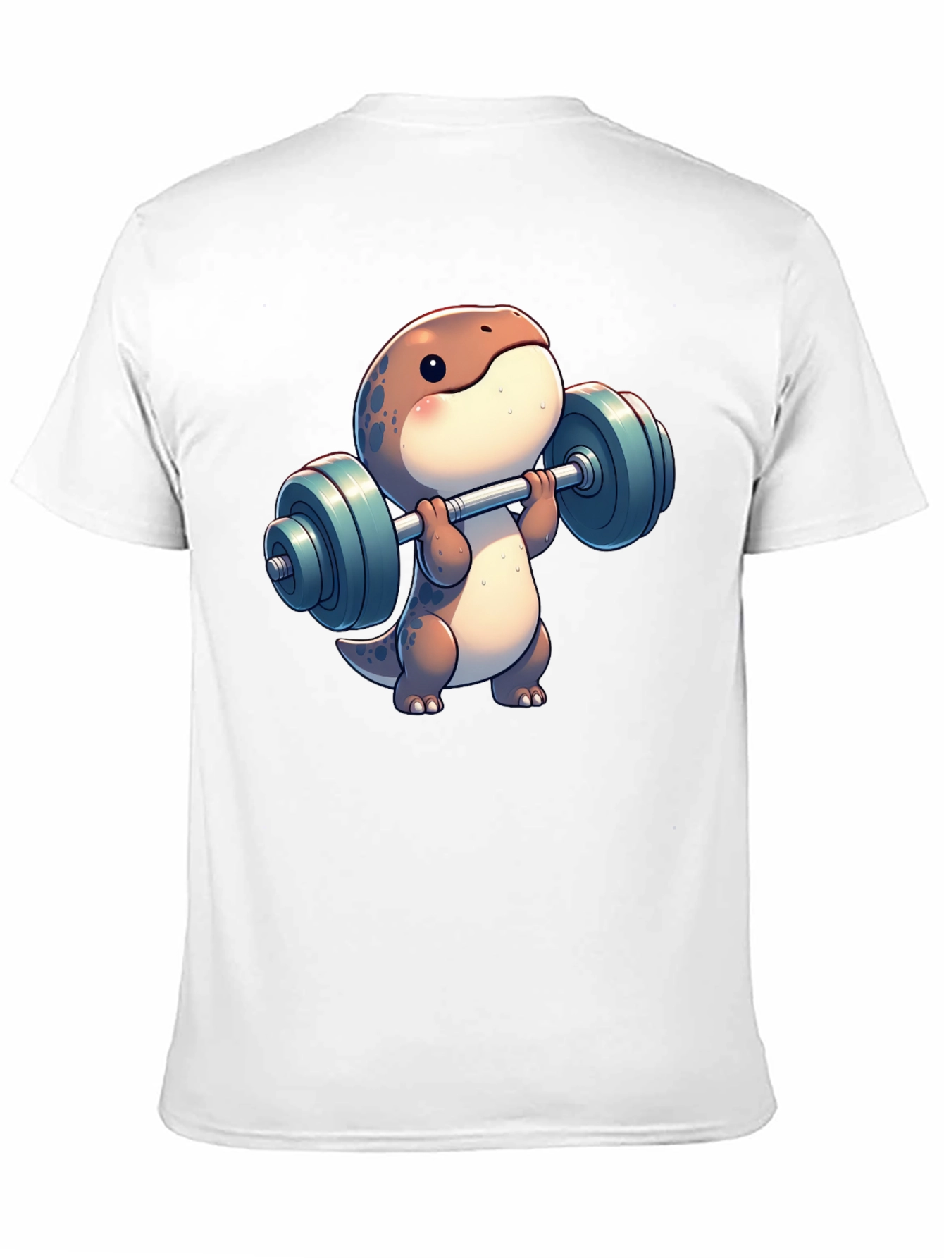 Dino Weightlifting T-Shirt - Cartoon Gym Reptile Tee