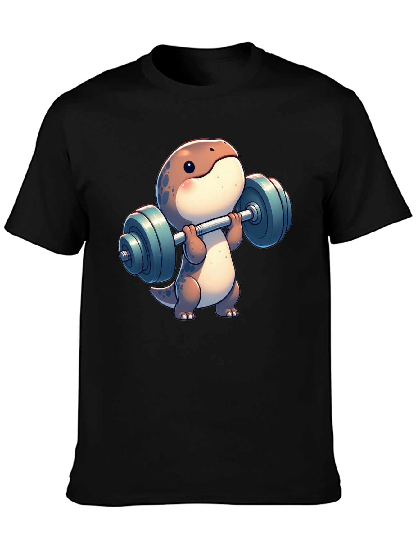 Dino Weightlifting T-Shirt - Cartoon Gym Reptile Tee