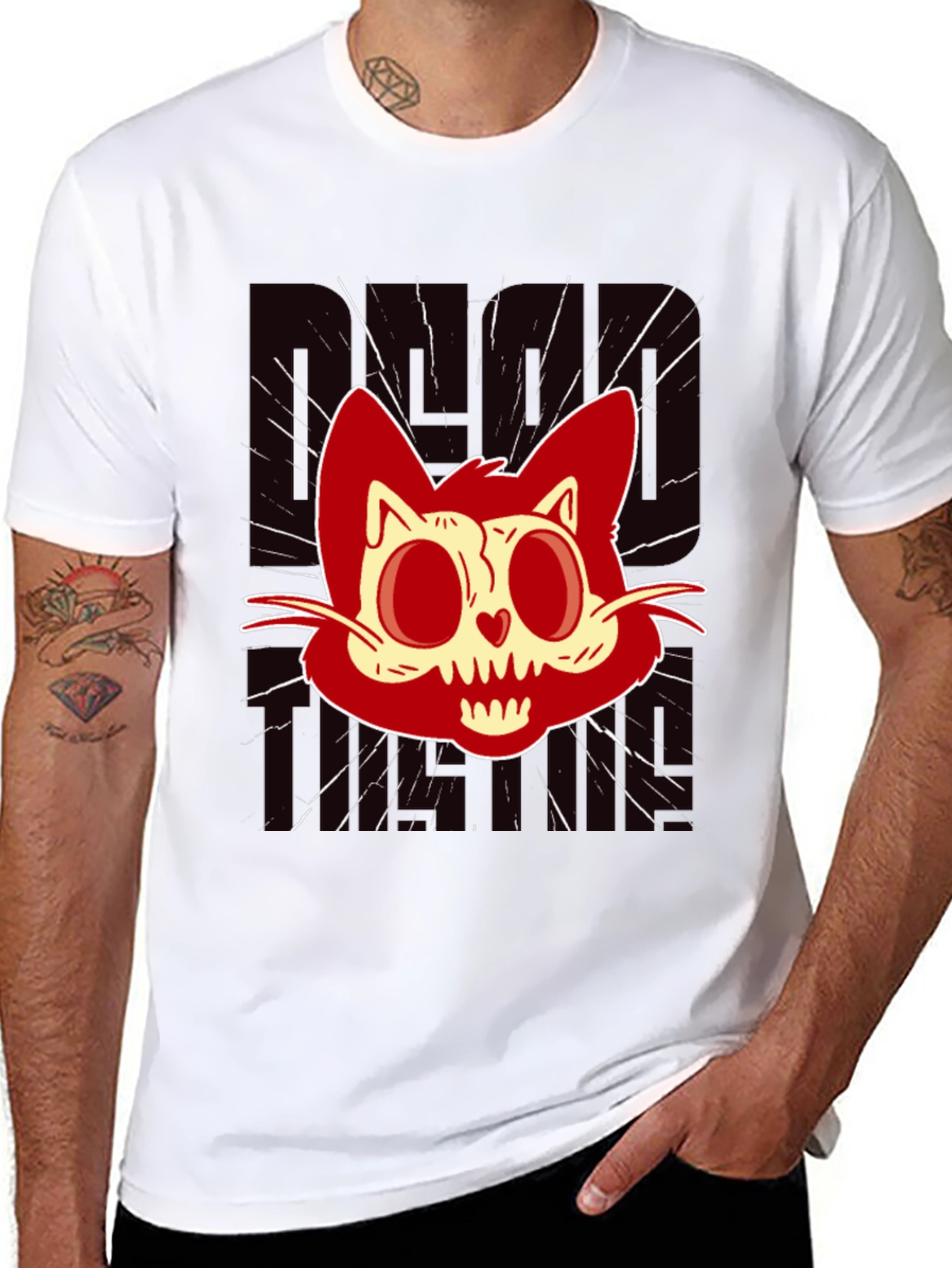 Red Creepy Cat T-Shirt