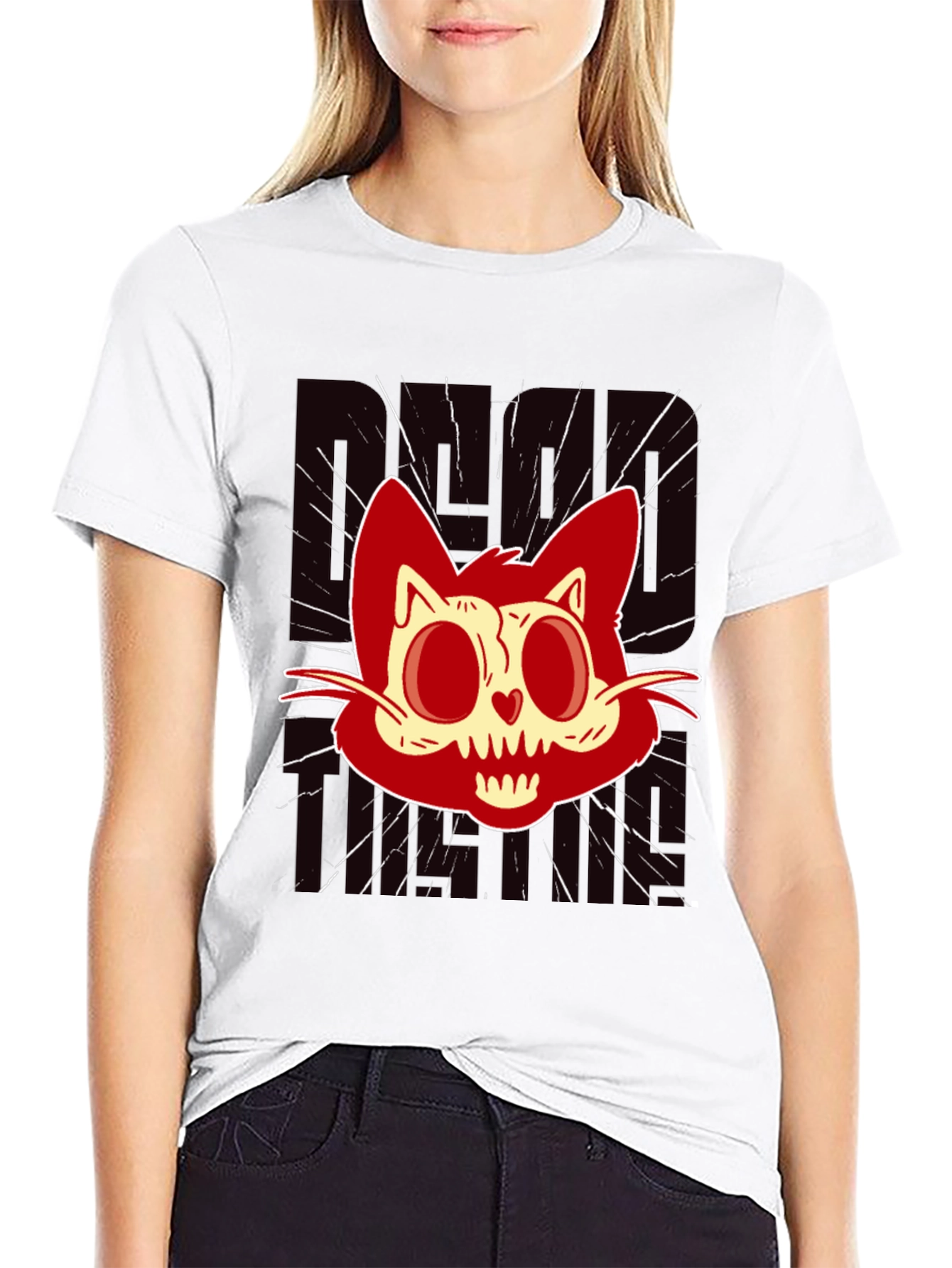 Red Creepy Cat T-Shirt