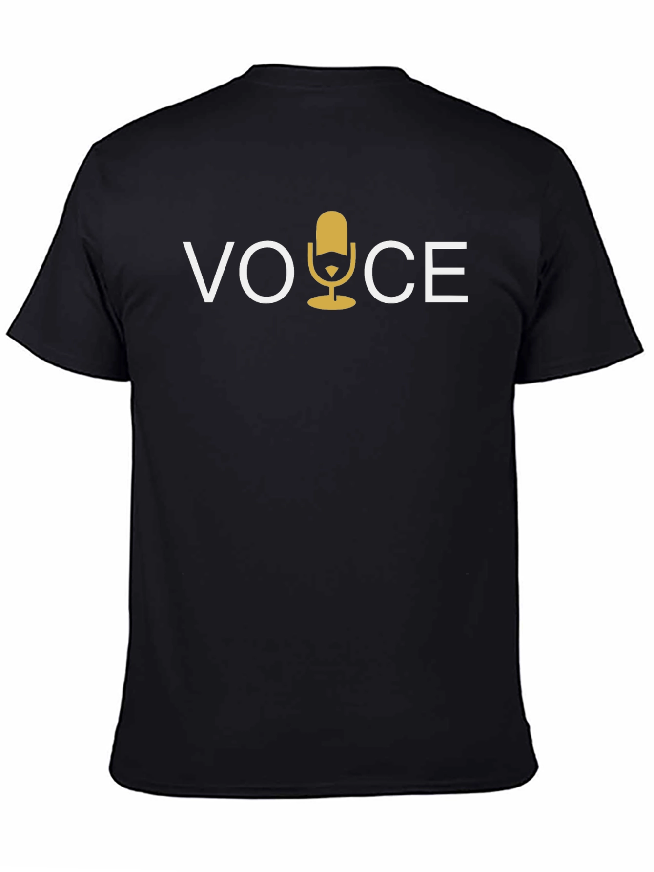 Voice Graphic Tee - Microphone Design Black Cotton T-Shirt