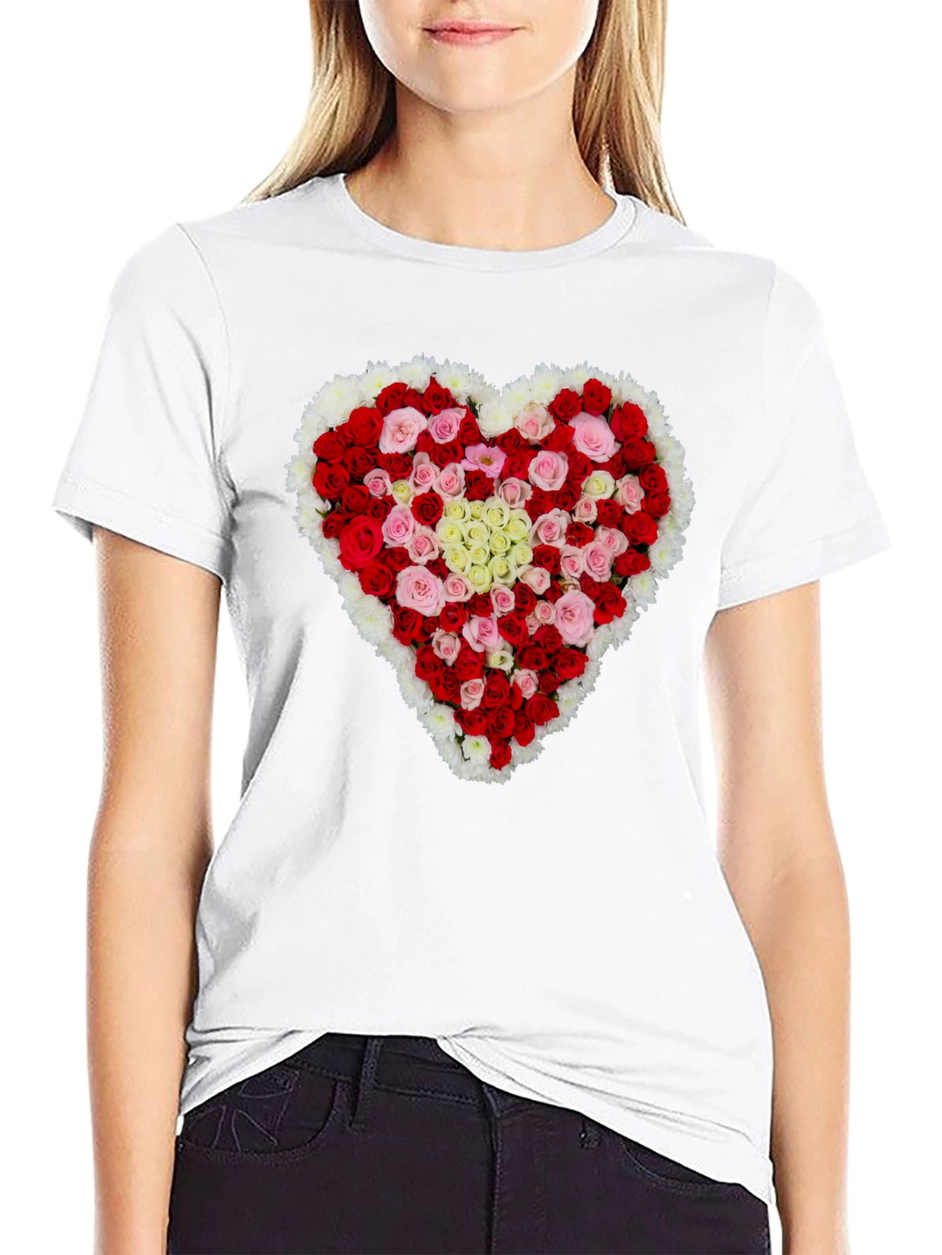 Floral Heart T-Shirt - Romantic Valentines Day Gift