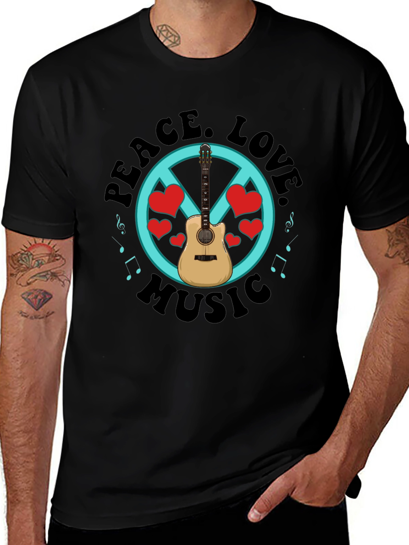 Peace Love Music Graphic T-Shirt