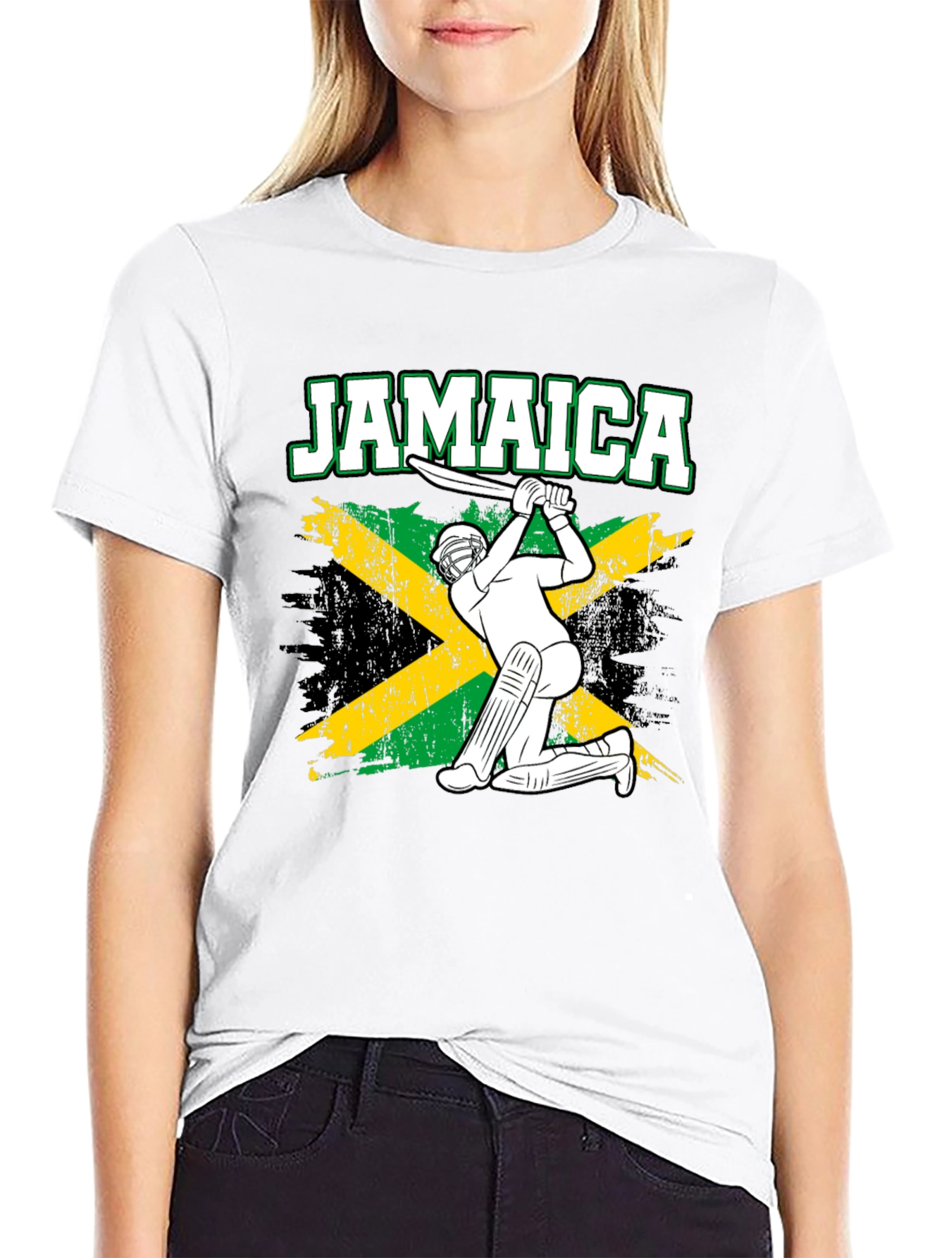 Jamaica Cricket T-Shirt - Rasta Flag Design