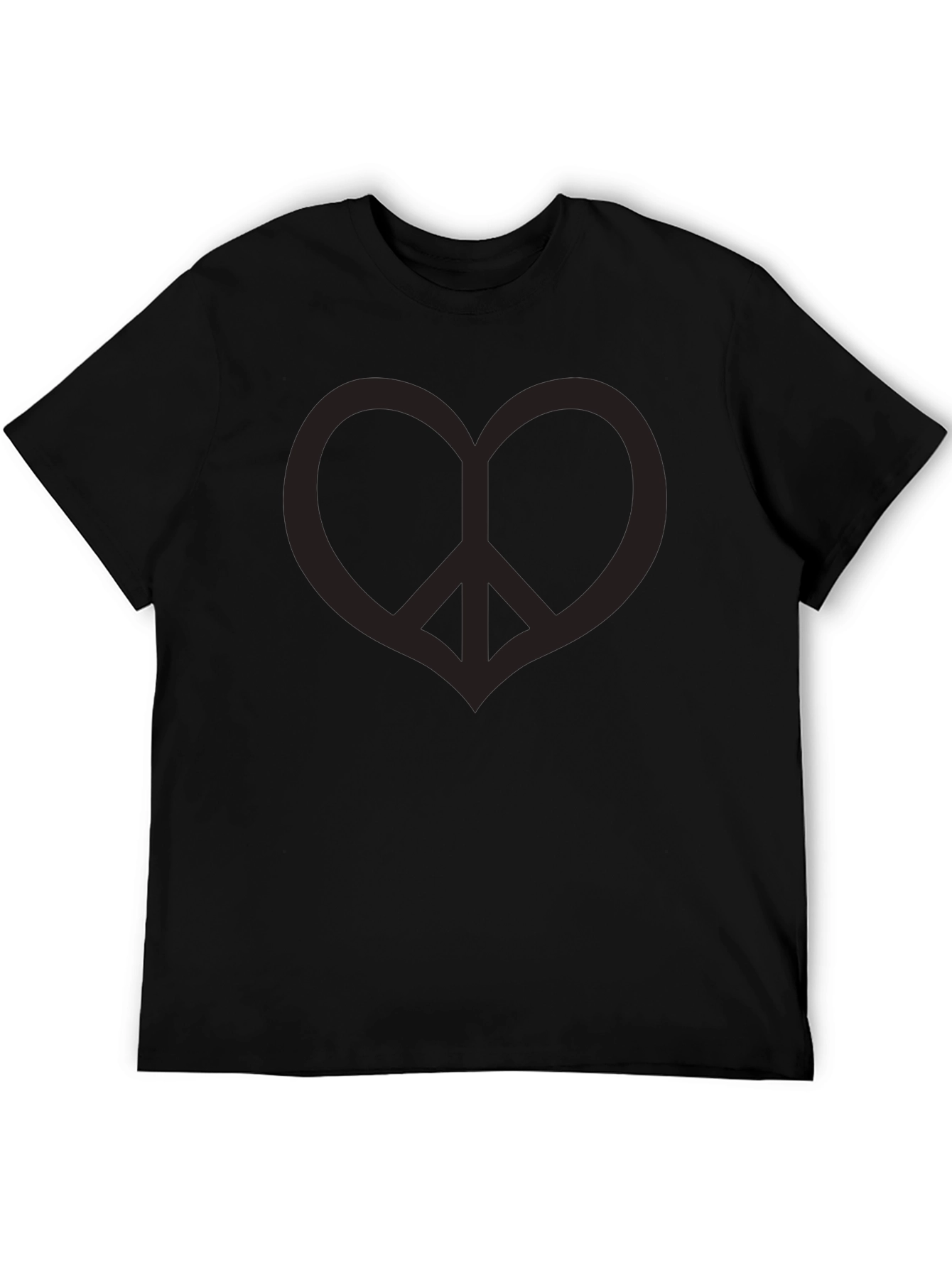 Peace Heart Black T-Shirt - Mens Casual Tee