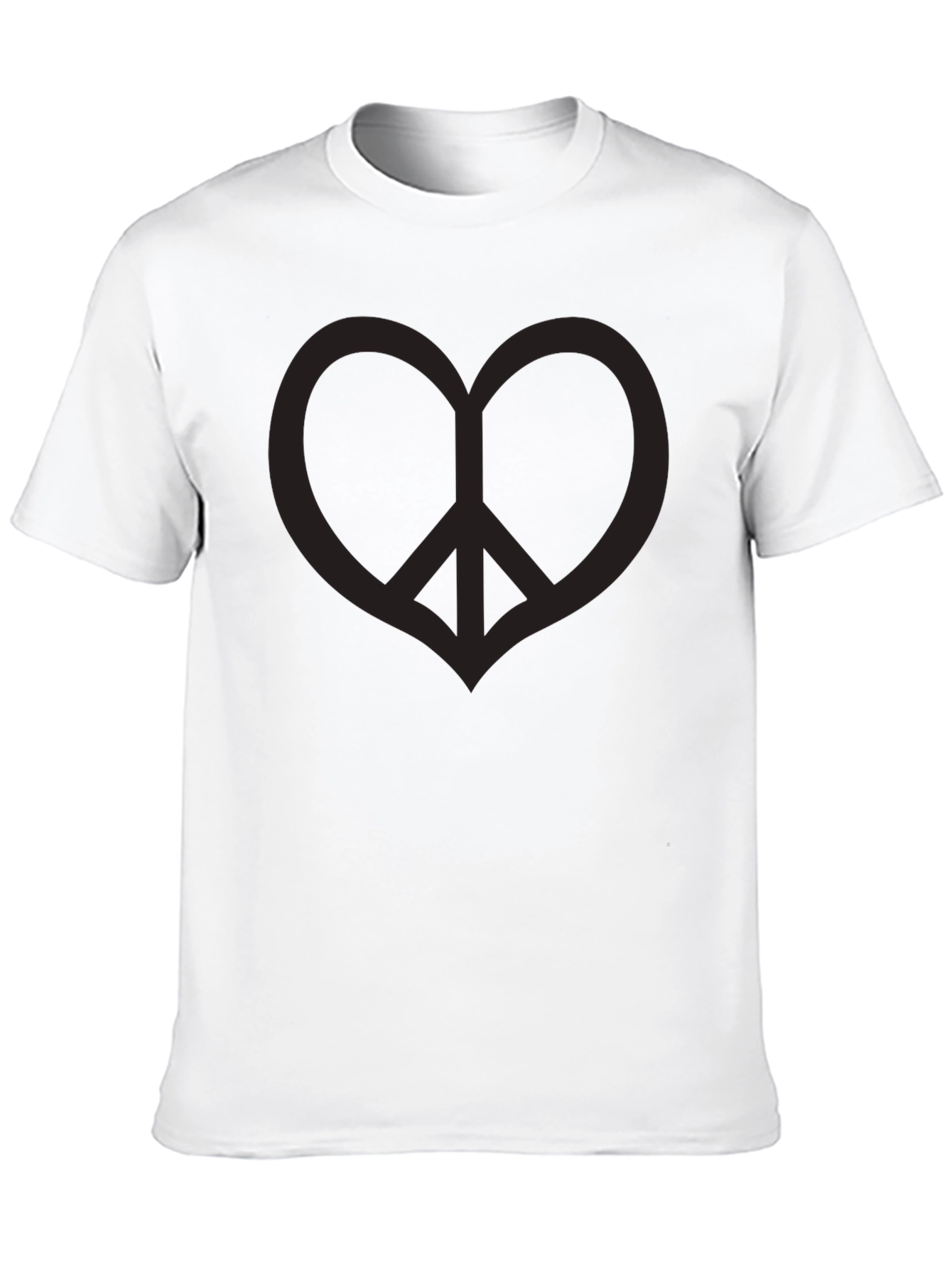 Peace Heart Black T-Shirt - Mens Casual Tee