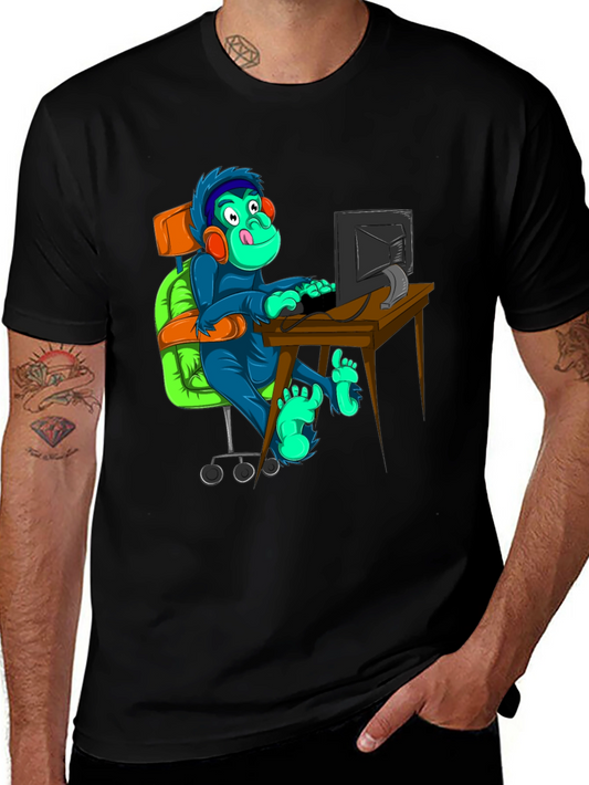 Gamer Monkey T-Shirt - Novelty Graphic Tee