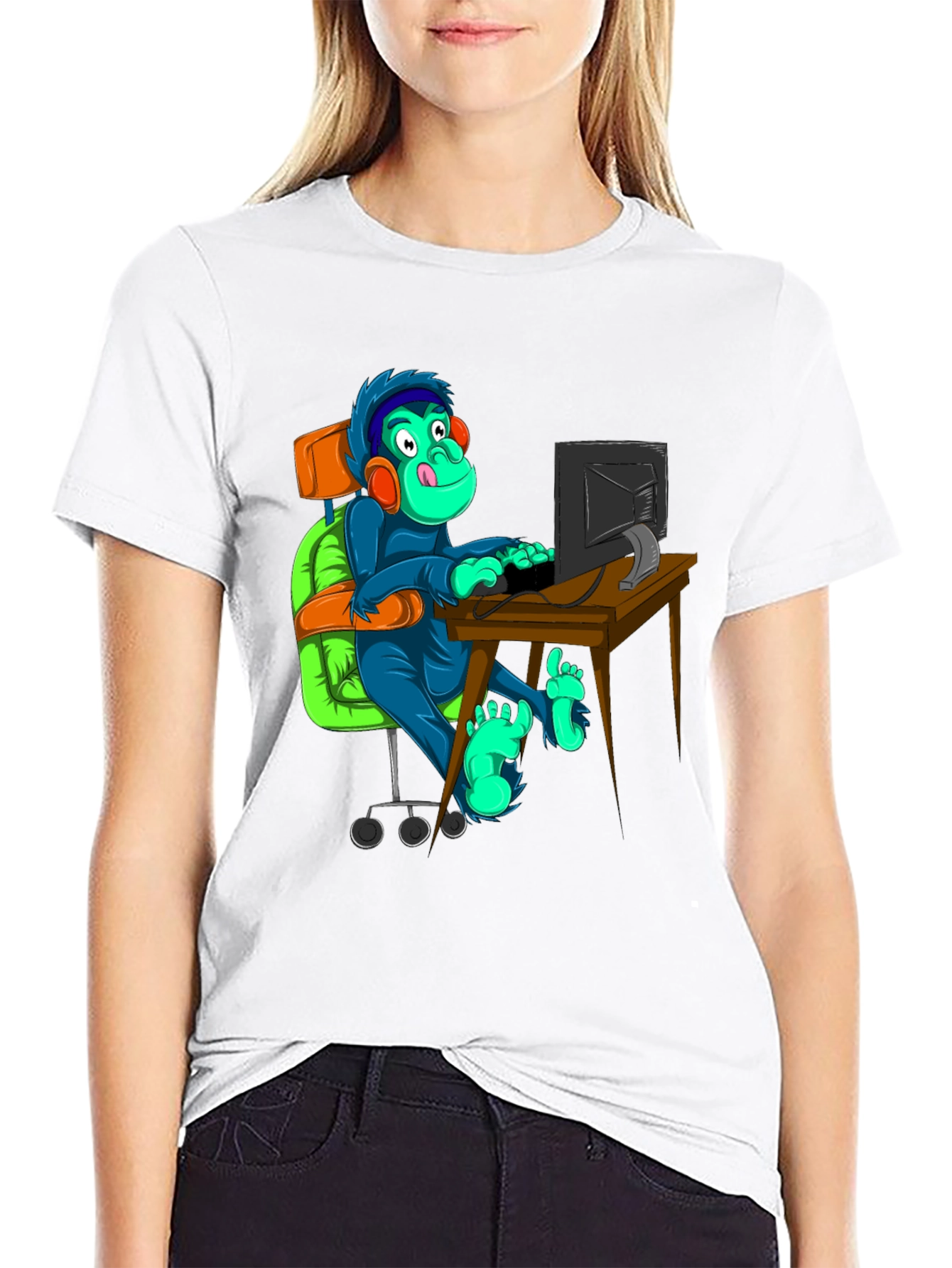 Gamer Monkey T-Shirt - Novelty Graphic Tee