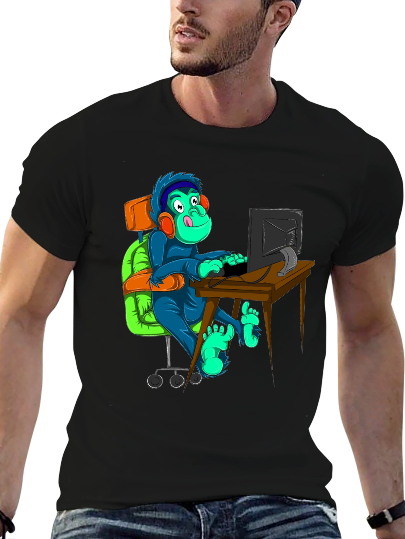 Gamer Monkey T-Shirt - Novelty Graphic Tee