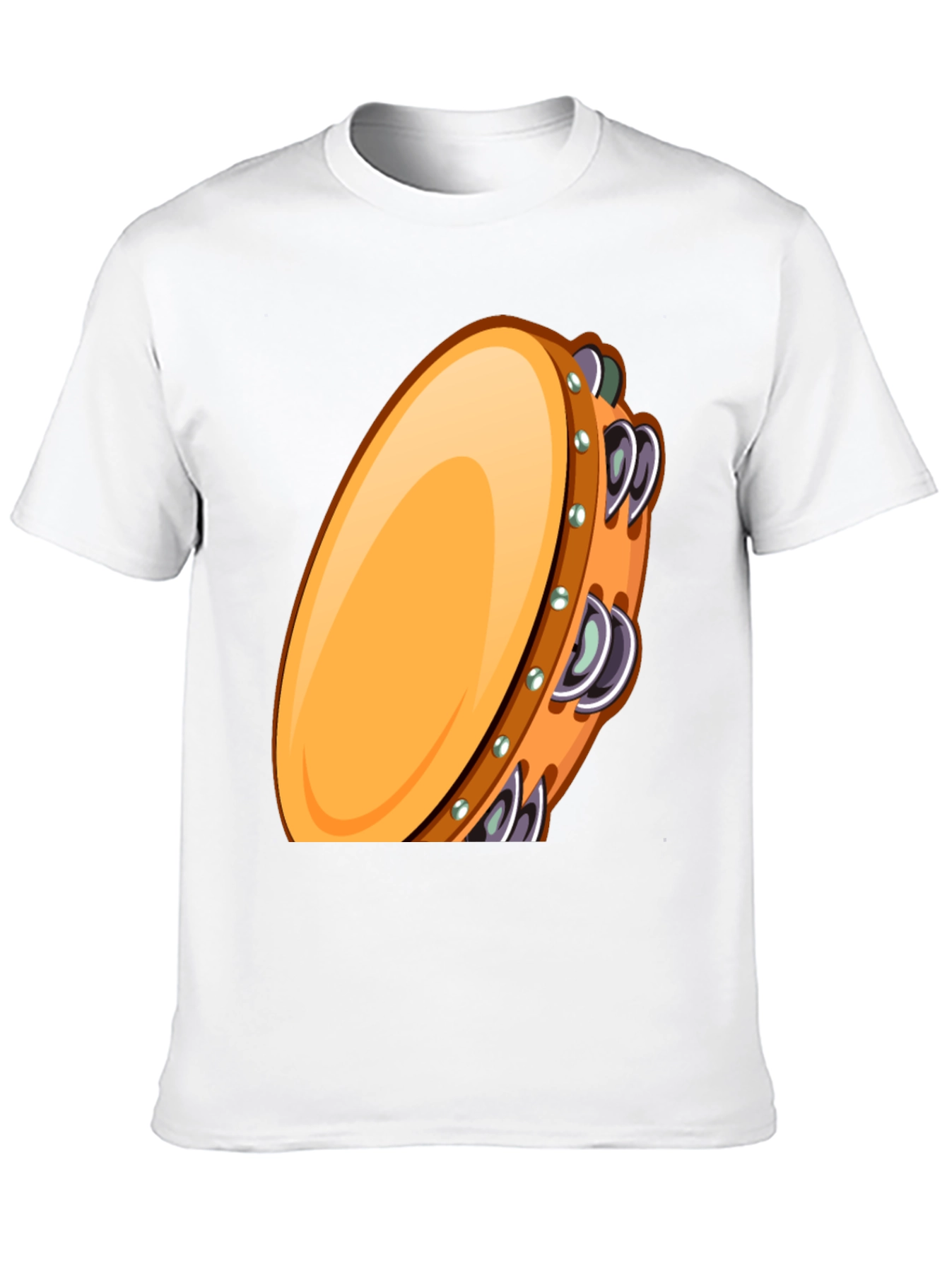 Cartoon Tambourine Graphic Tee - Black Cotton Comfort
