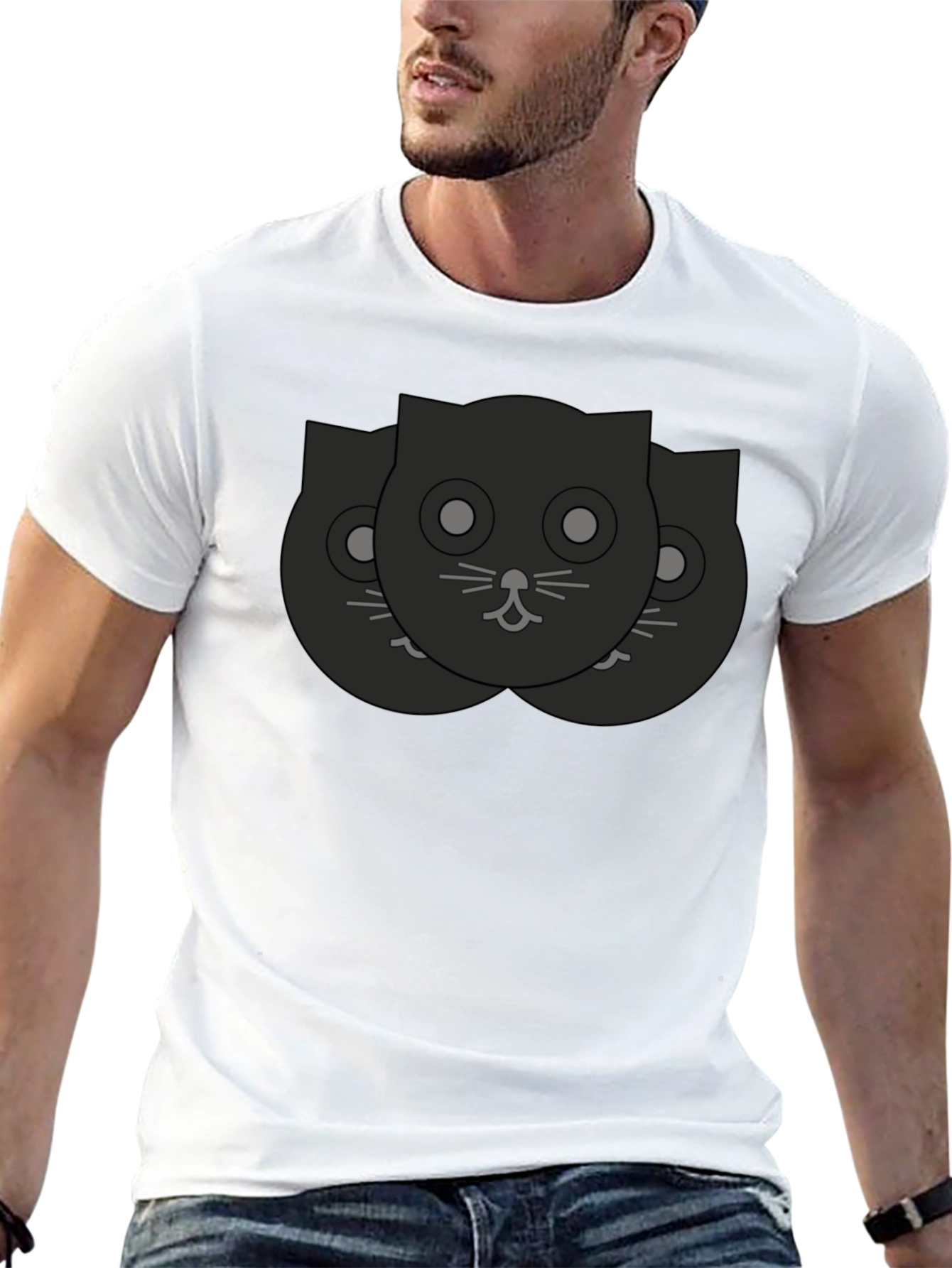 Black Cat Faces Graphic Tee - Unisex Casual Shirt