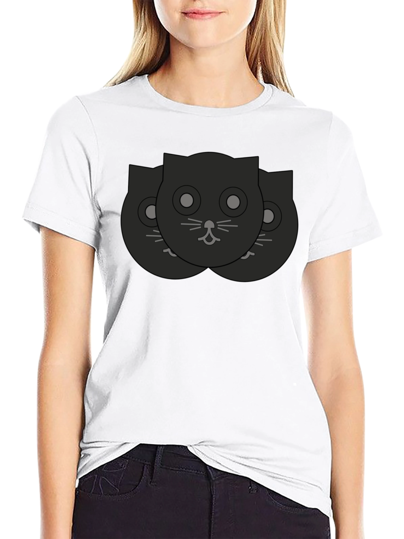 Black Cat Faces Graphic Tee - Unisex Casual Shirt