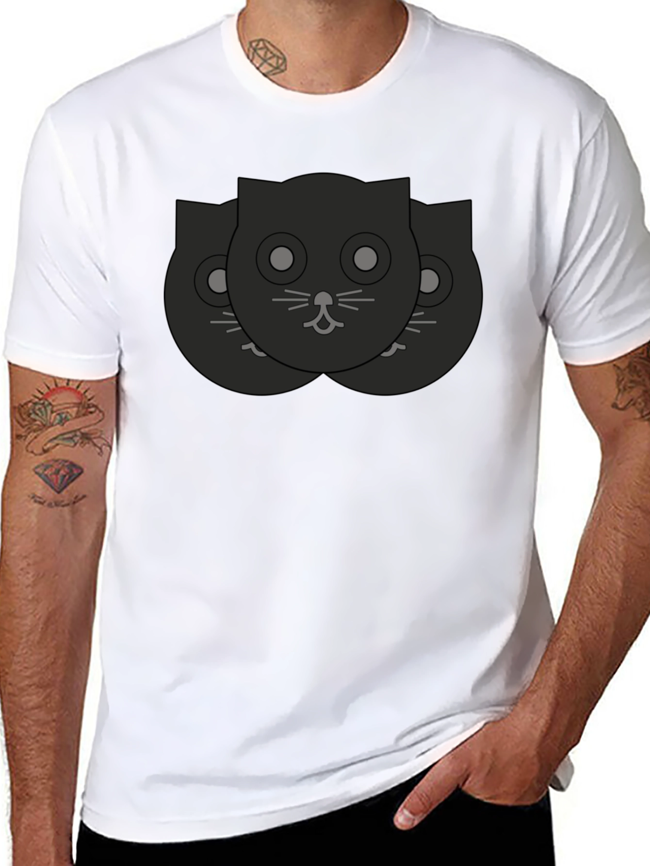 Black Cat Faces Graphic Tee - Unisex Casual Shirt