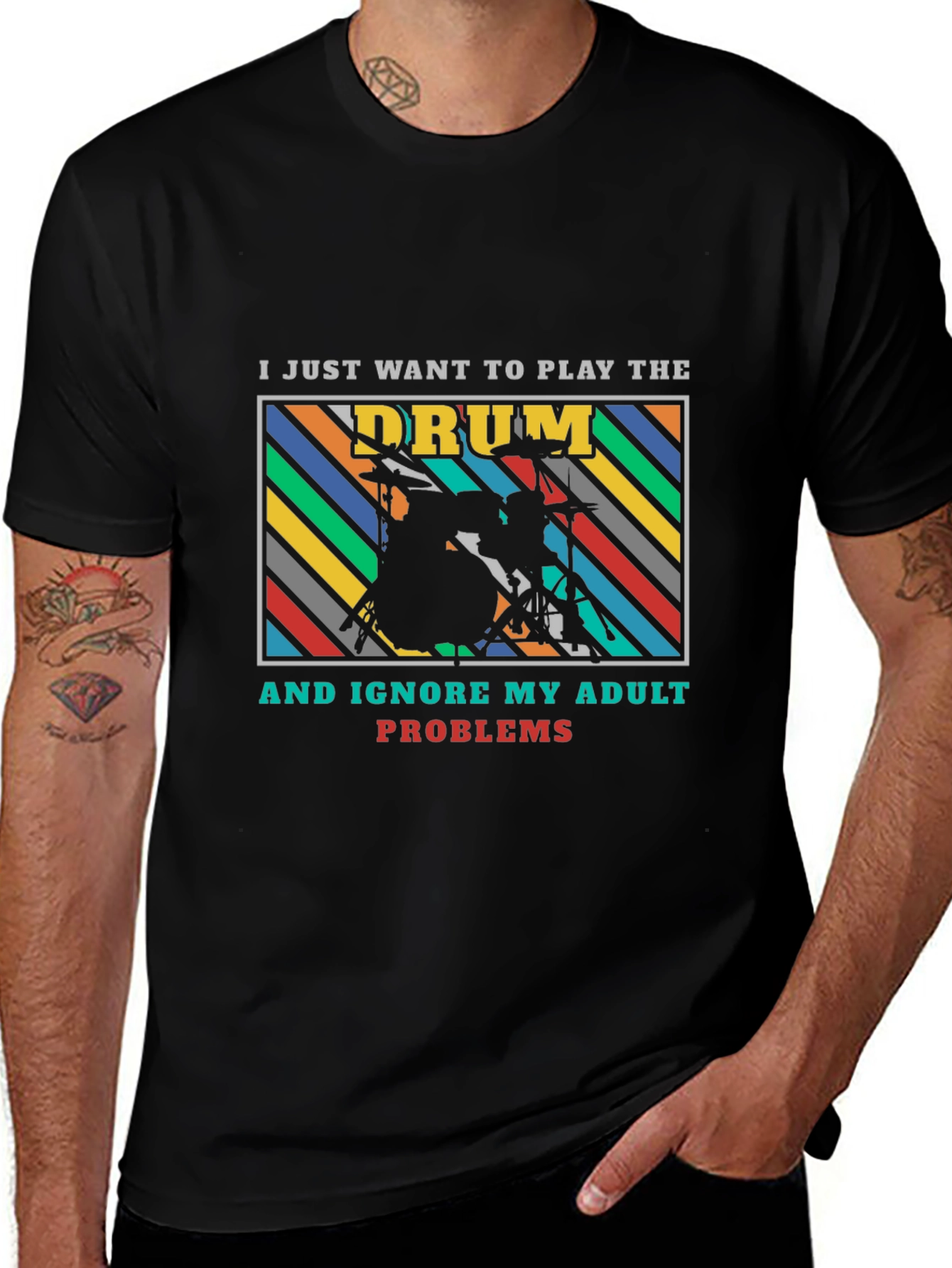 Drummer Adult Problems Graphic Tee